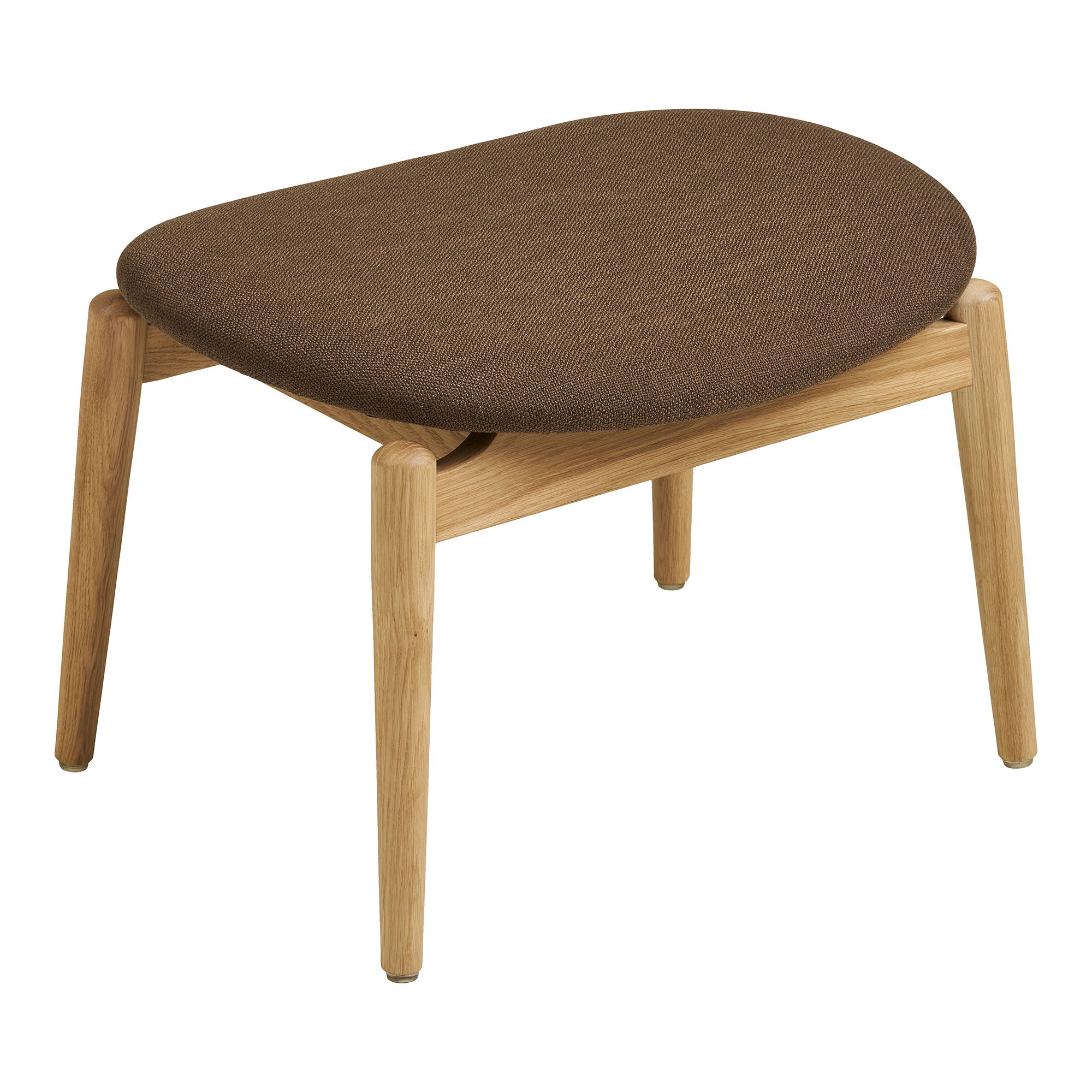 house nordic olvera fotpall, rektangulär - brun polyester och naturlig ek (53,5x48)