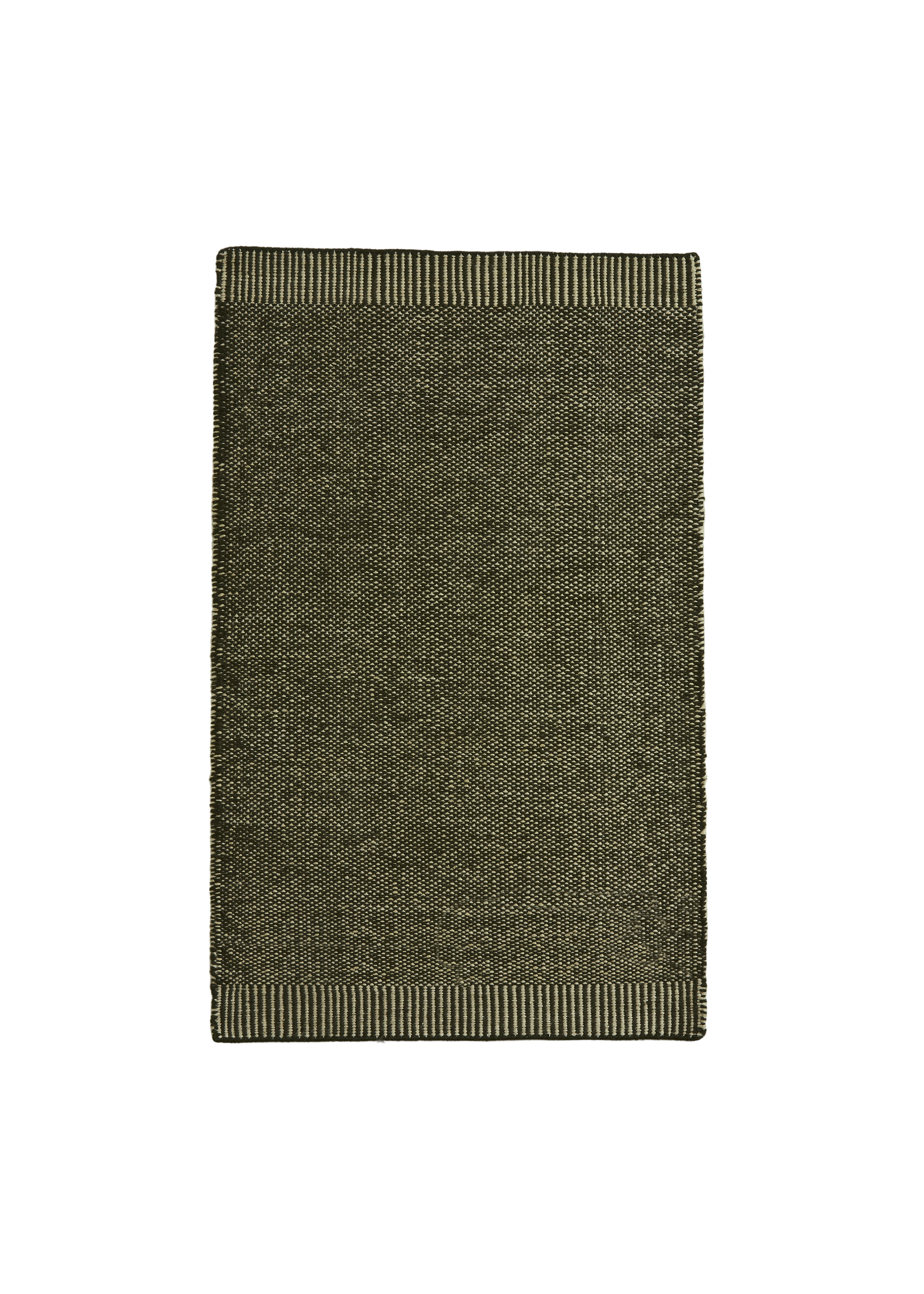 WOUD Rombo gulvtæppe, rektangulær - mosgrøn uld og jute (140x90)
