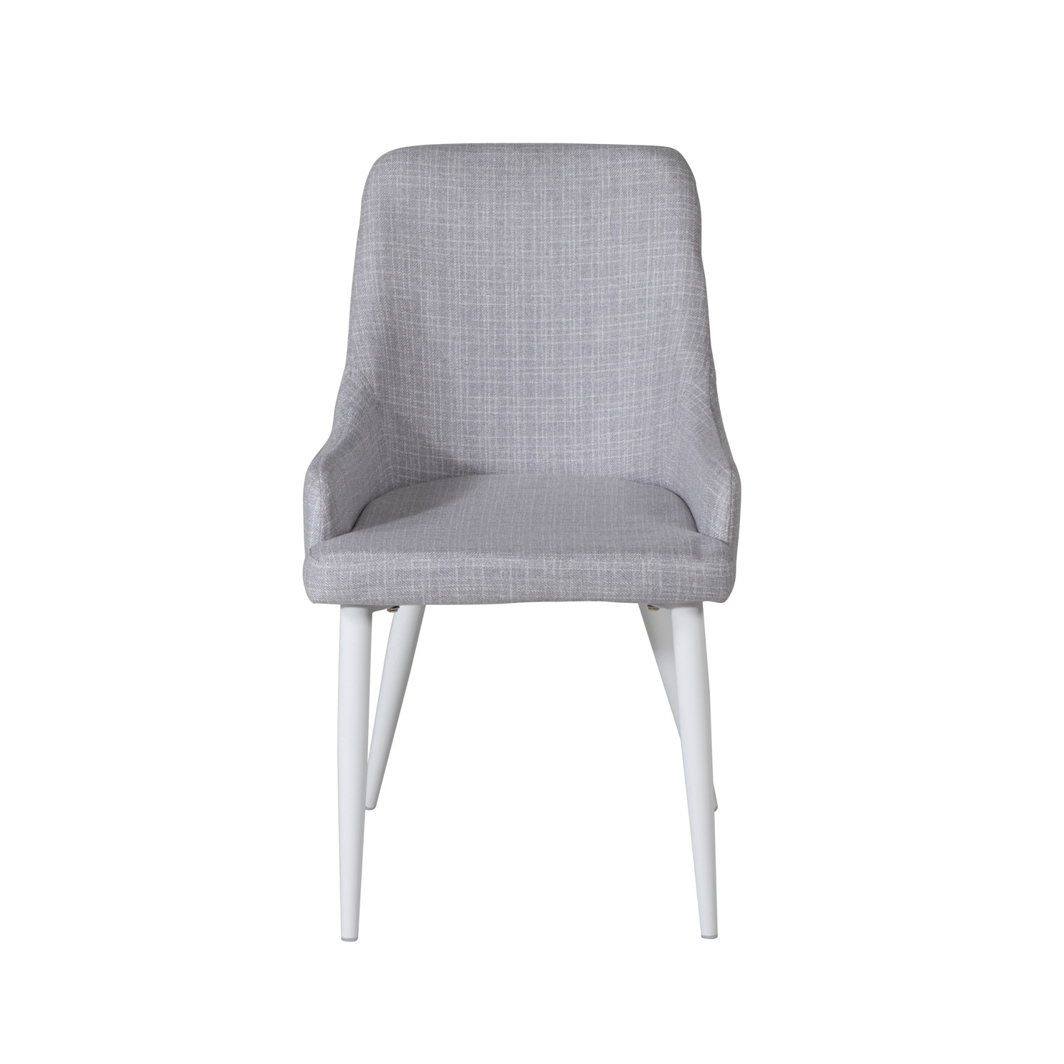 VENTURE DESIGN Plaza spisebordsstol, m. armlæn - lysegrå polyester og hvid metal