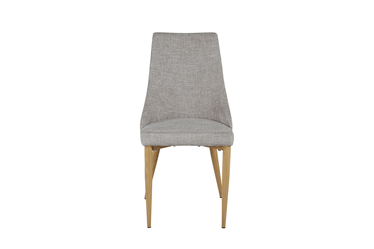 VENTURE DESIGN Leone spisebordsstol, m. armlæn - lysegrå polyester og natur metal