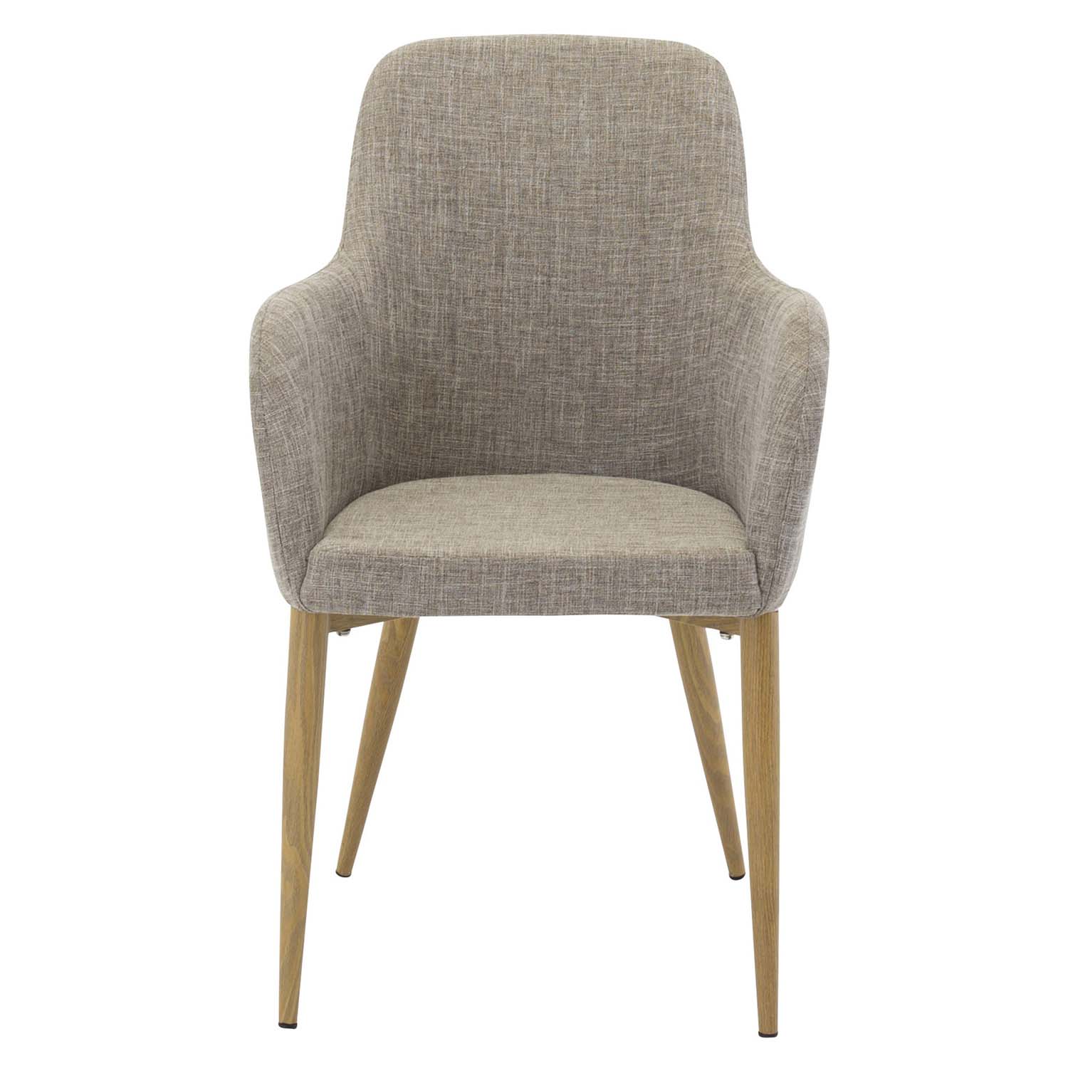 VENTURE DESIGN Comfort spisebordsstol, m. armlæn - lysegrå polyester og natur metal