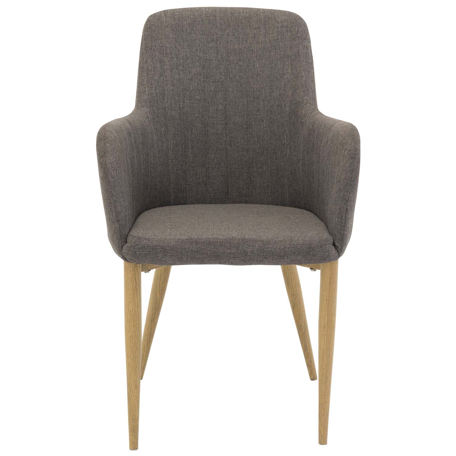 VENTURE DESIGN Comfort spisebordsstol, m. armlæn - mørkegrå polyester og natur metal