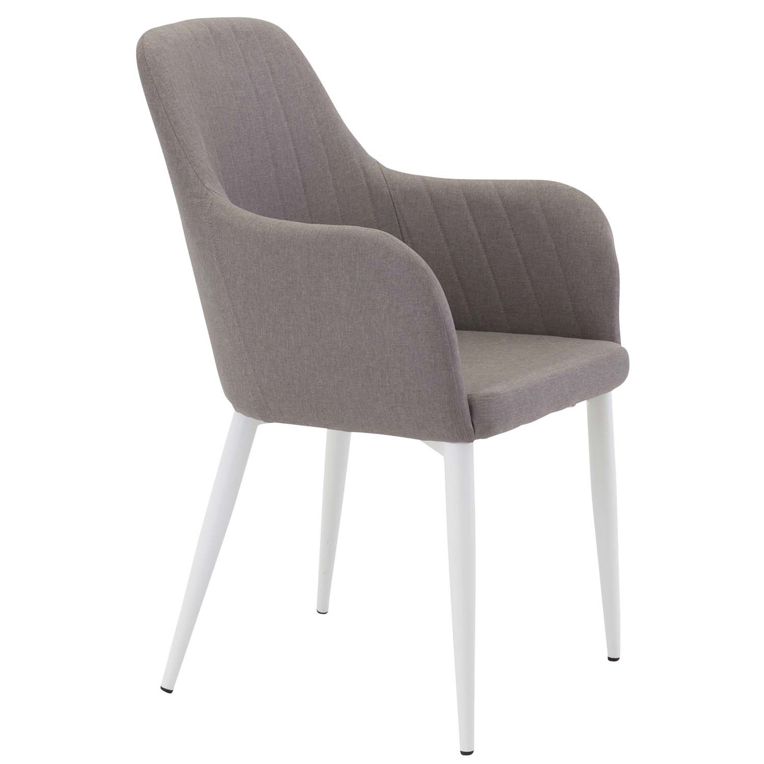 VENTURE DESIGN Comfort spisebordsstol, m. armlæn - grå polyester og hvid metal