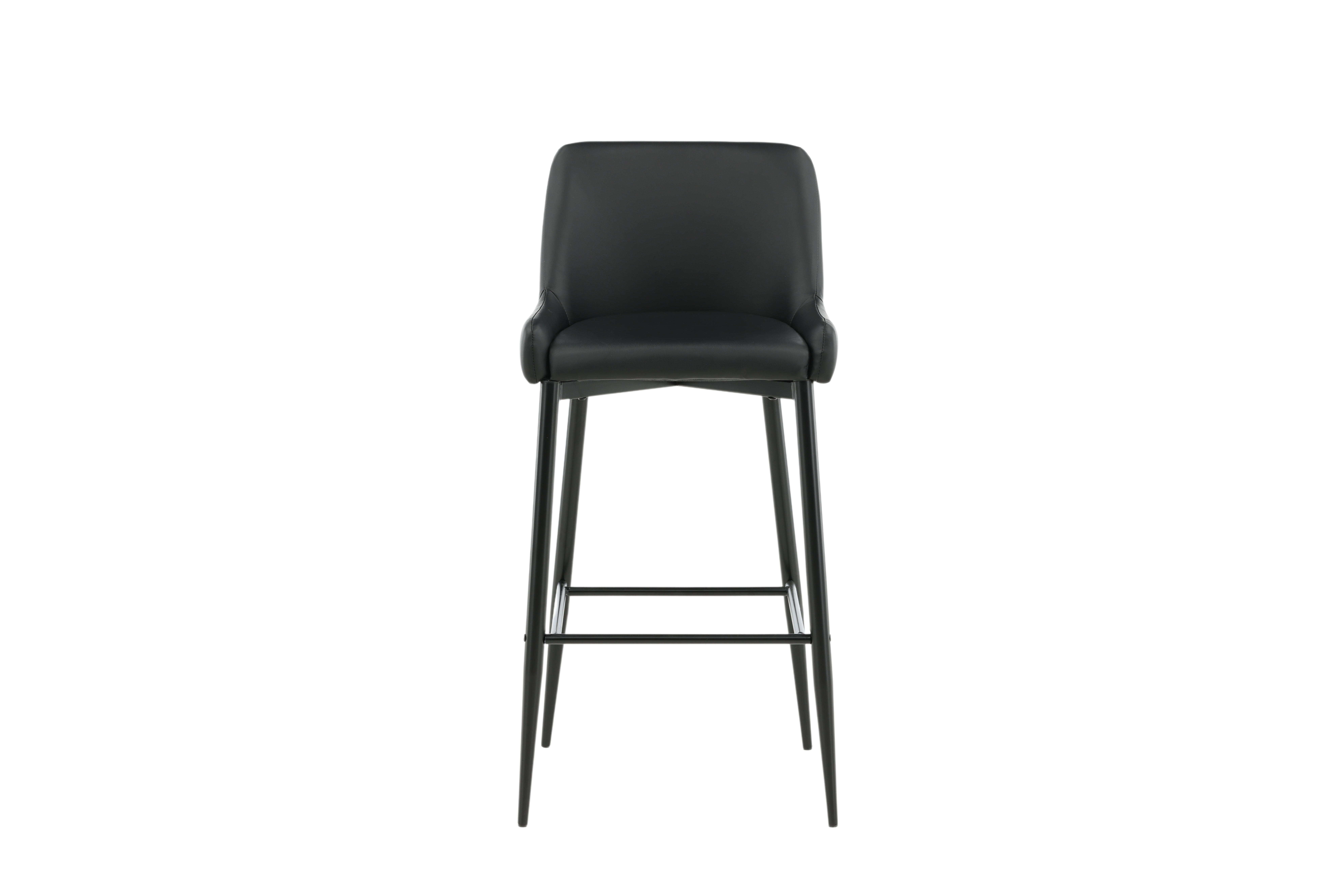 VENTURE DESIGN Plaza barstol, m. ryglæn og fodstøtte – sort PU/polyester og sort stål