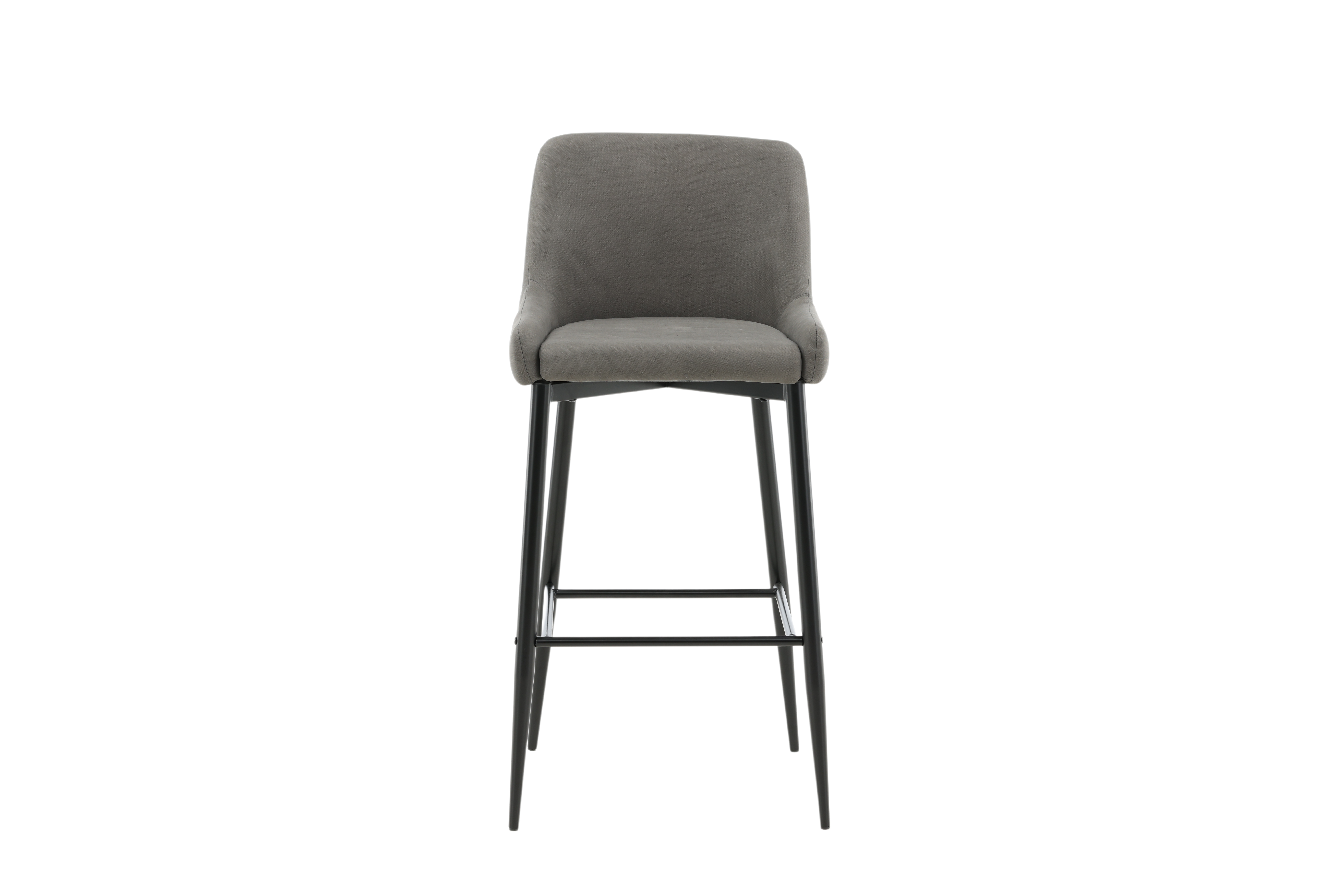 VENTURE DESIGN Plaza barstol, m. ryglæn og fodstøtte - grå mikrofiber/polyesterhør og sort stål
