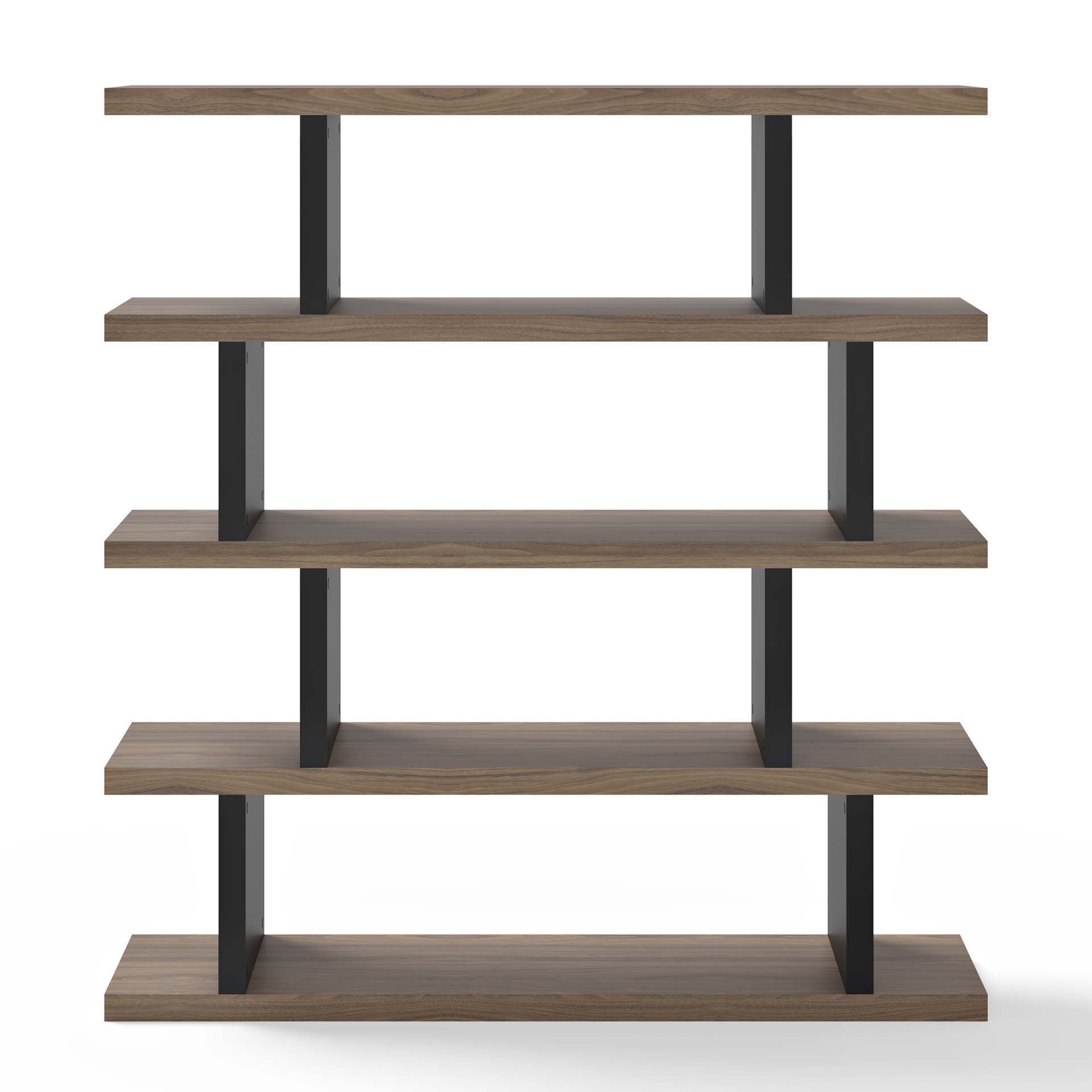 TEMAHOME Step Hög bokhylla - Valnöt och svart - 163x172 cm