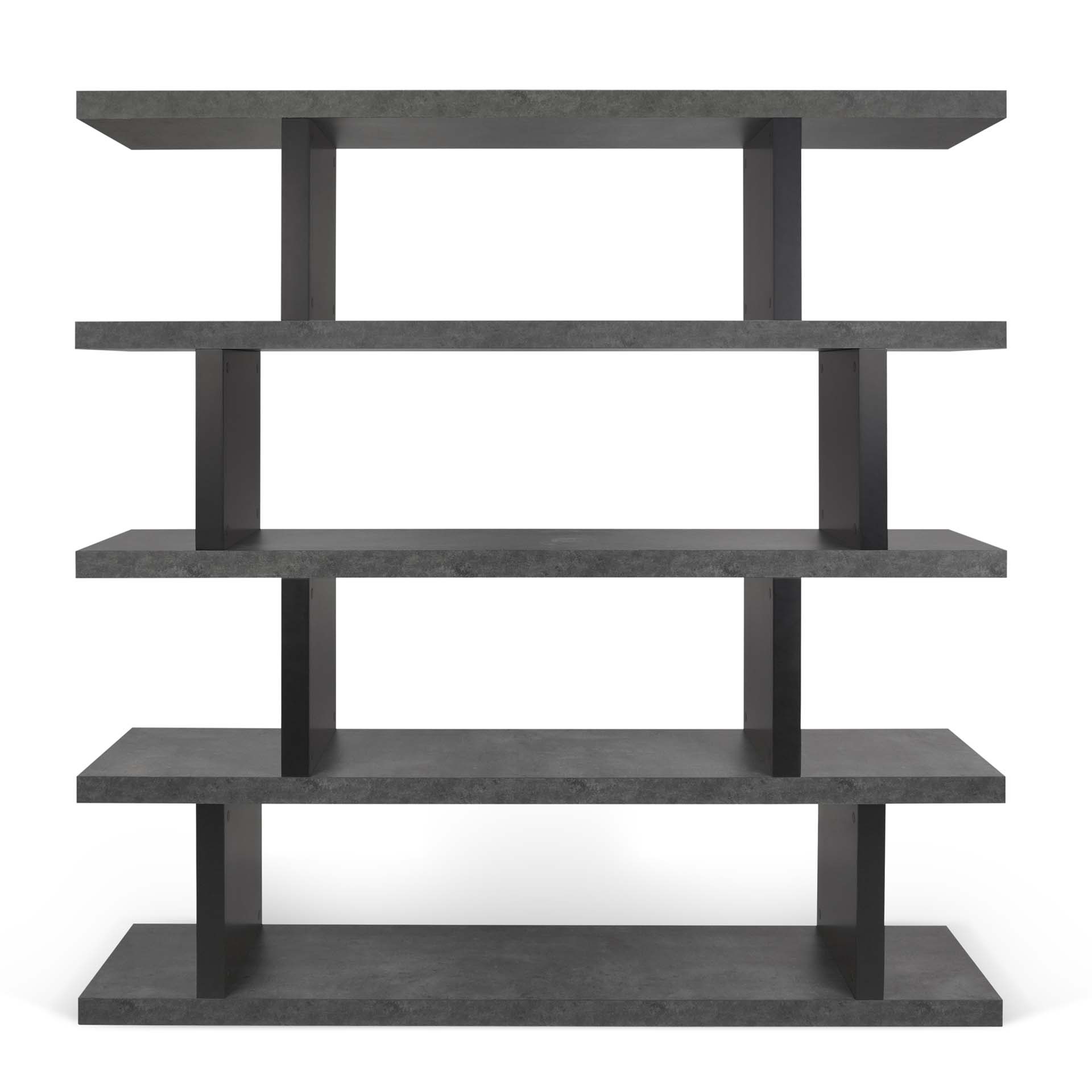 TEMAHOME Step Bokhylla Hög - Betonglook och svart - 163x172 cm