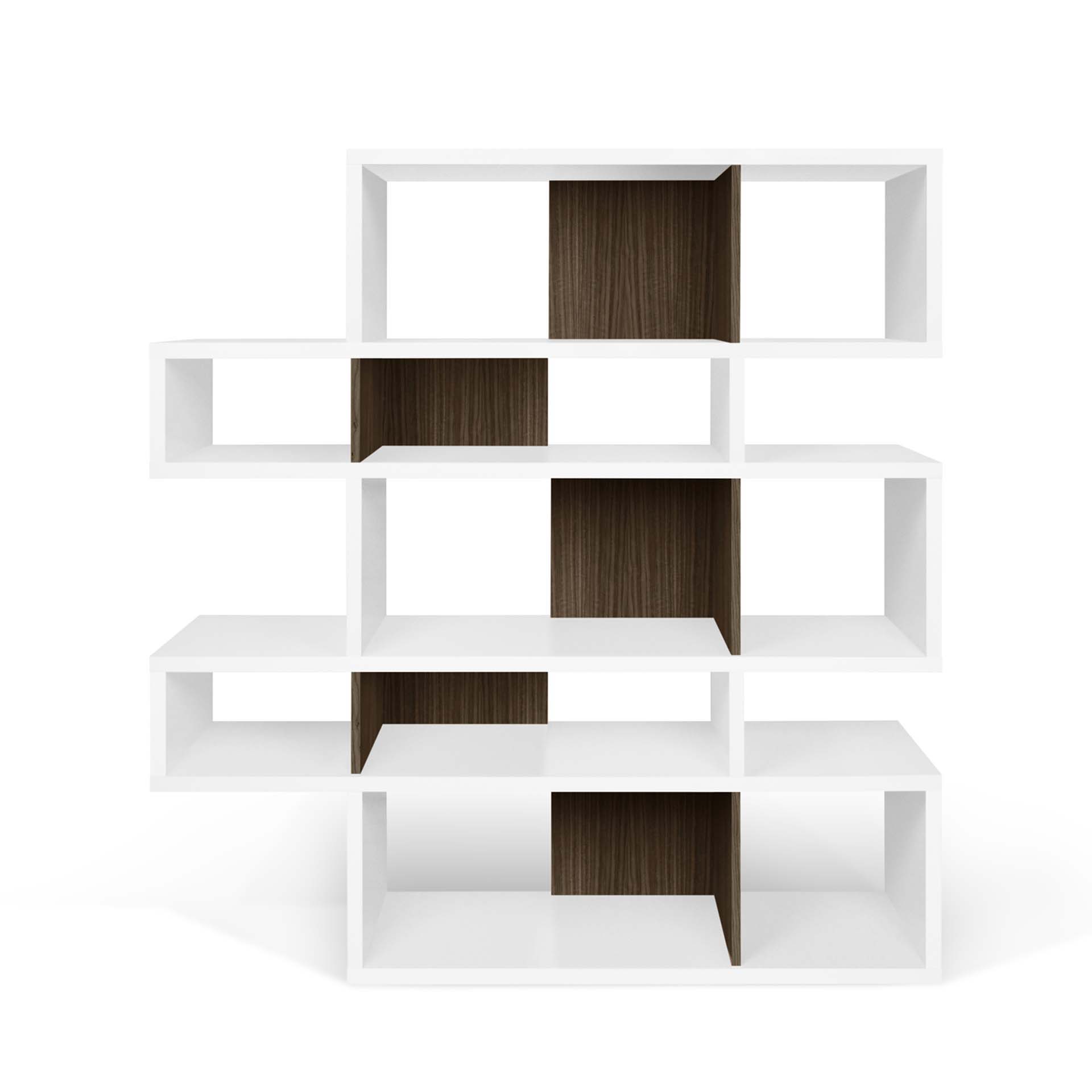 TEMAHOME London Bokhylla 002 - Vit lack och valnötsfaner, 156x160x34 cm