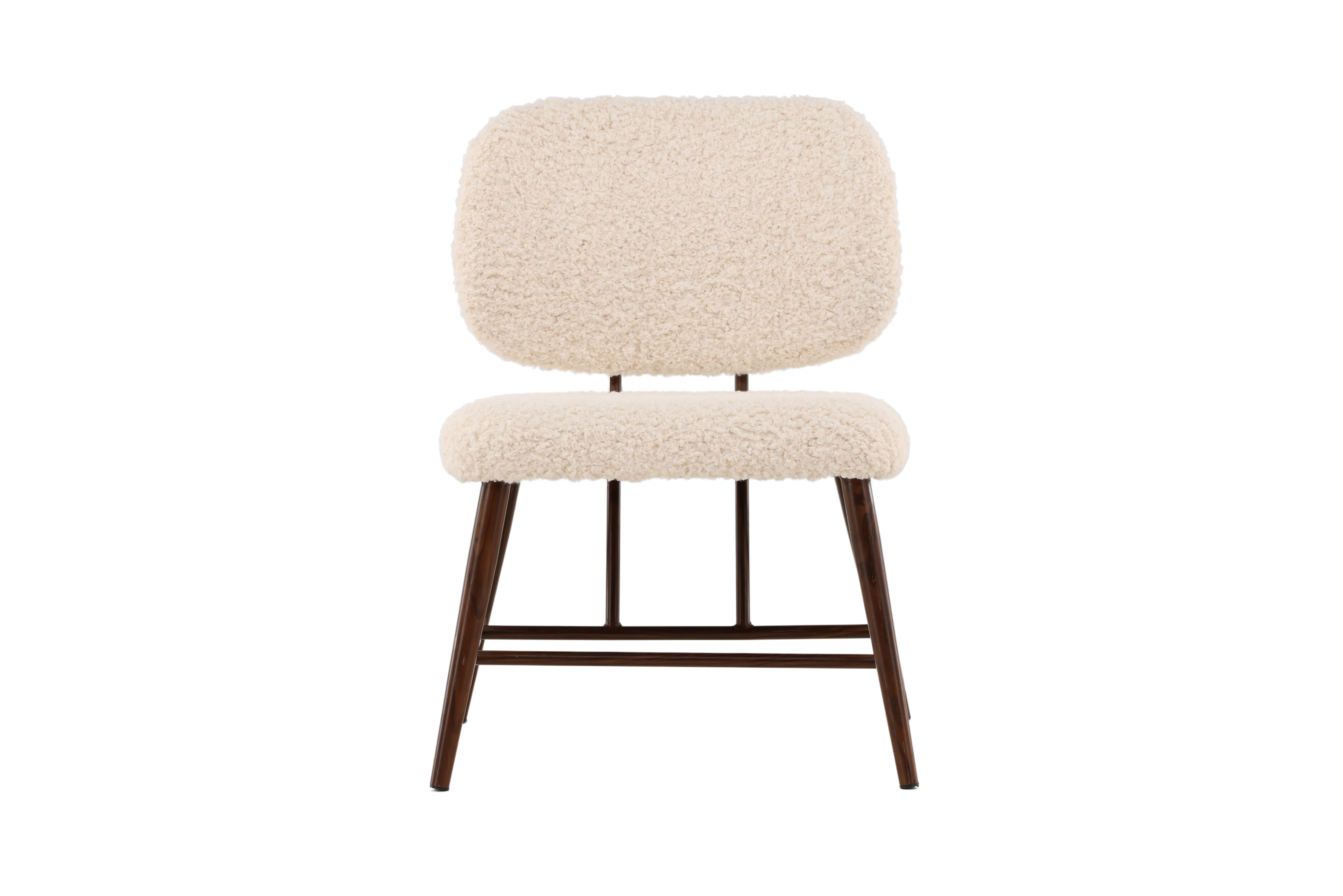Billede af VENTURE DESIGN Midland loungestol - hvid bamsestof polyester og brun stål