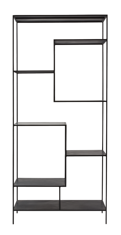 KILROY INDBO Alma reol, rektangulær - sort jern(H:203cm x40cm x cm)