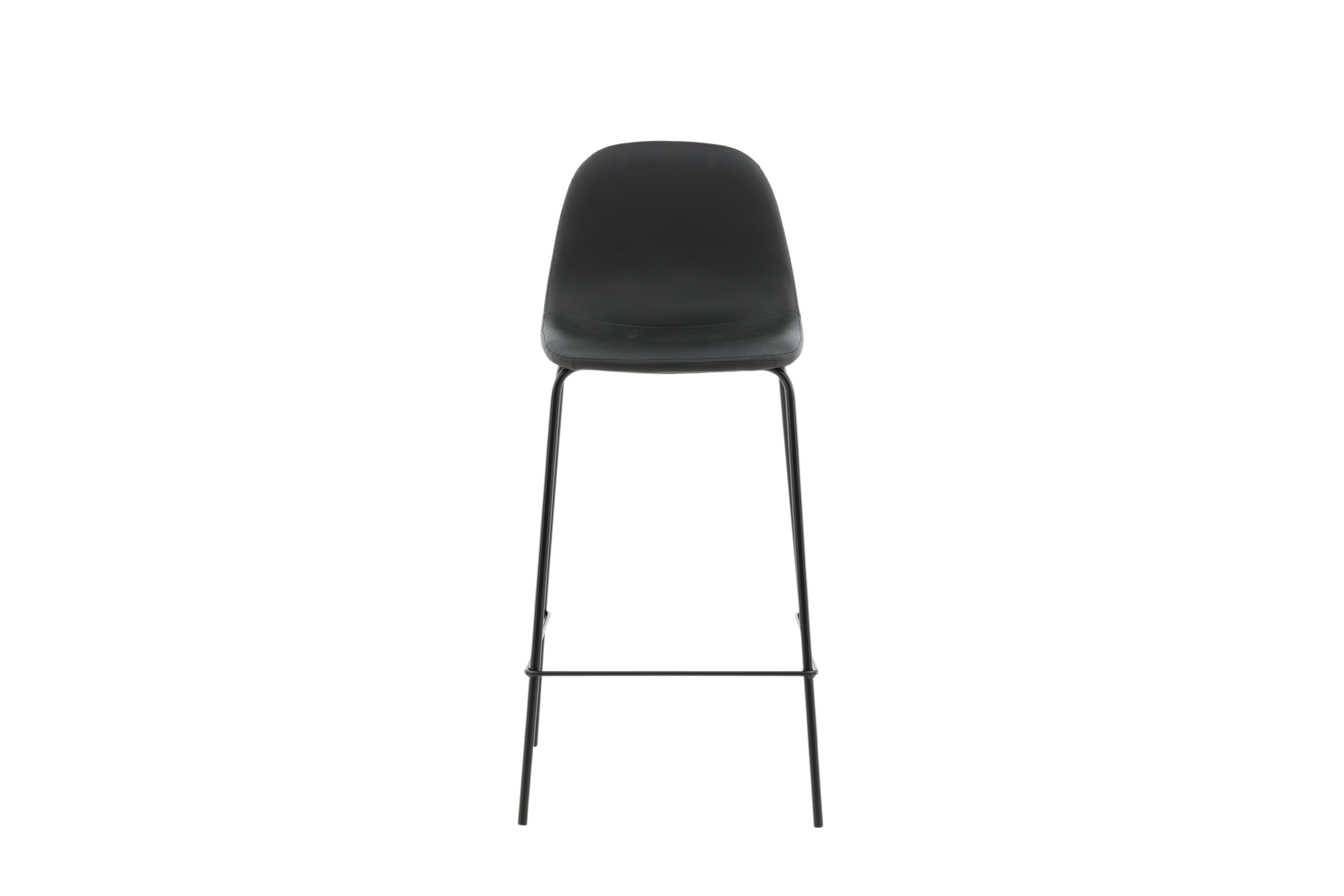 9: VENTURE DESIGN Polar barstol, m. ryglæn og fodstøtte - sort PU/polyester og sort stål