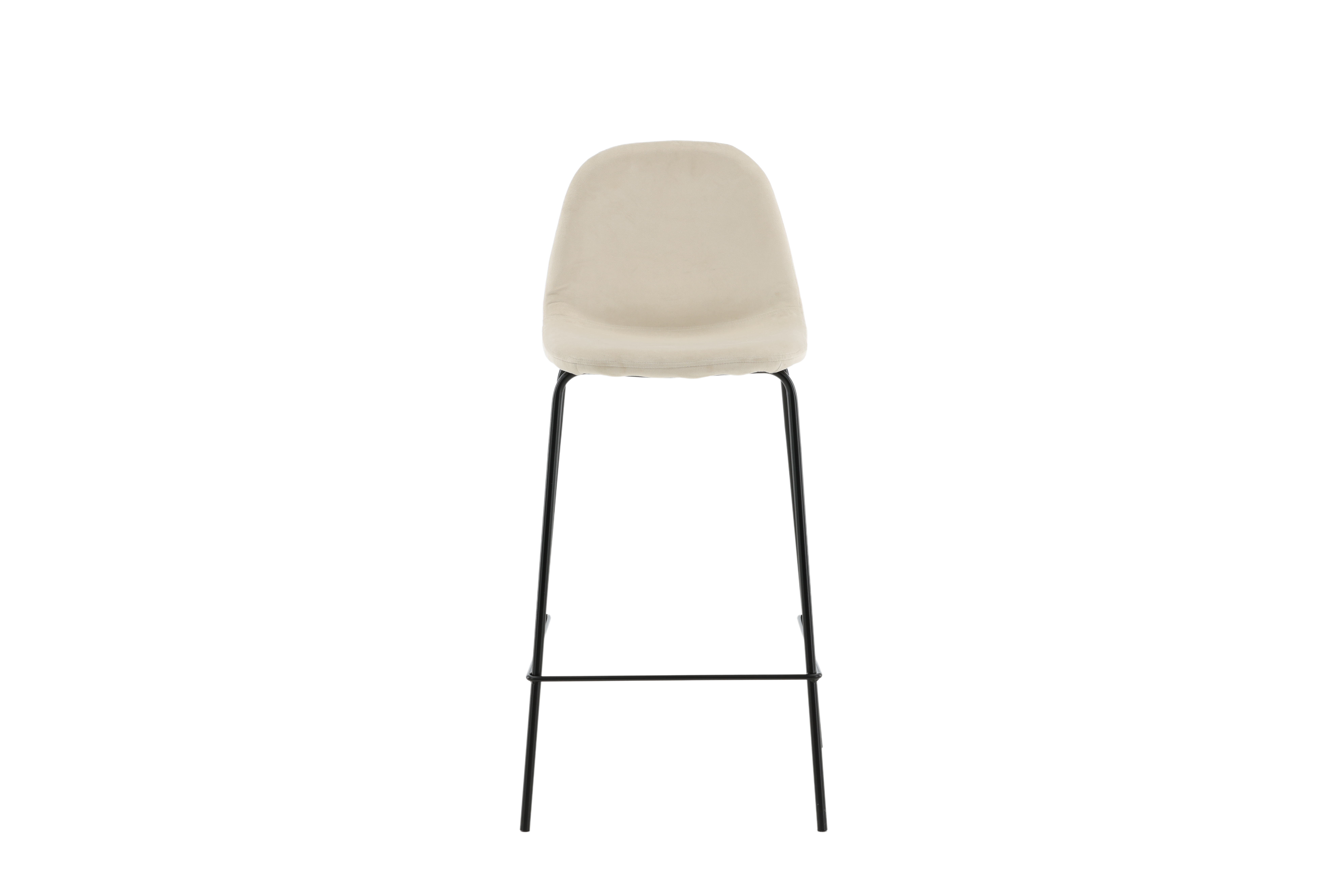 VENTURE DESIGN Polar barstol, m. ryglæn og fodstøtte - beige fløjl og sort stål