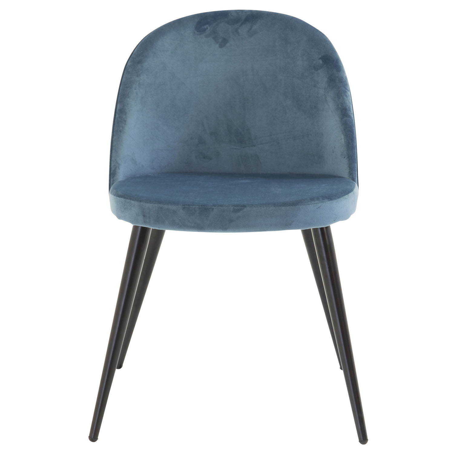 VENTURE DESIGN Velvet spisebordsstol, m. armlæn - blå velour og metal