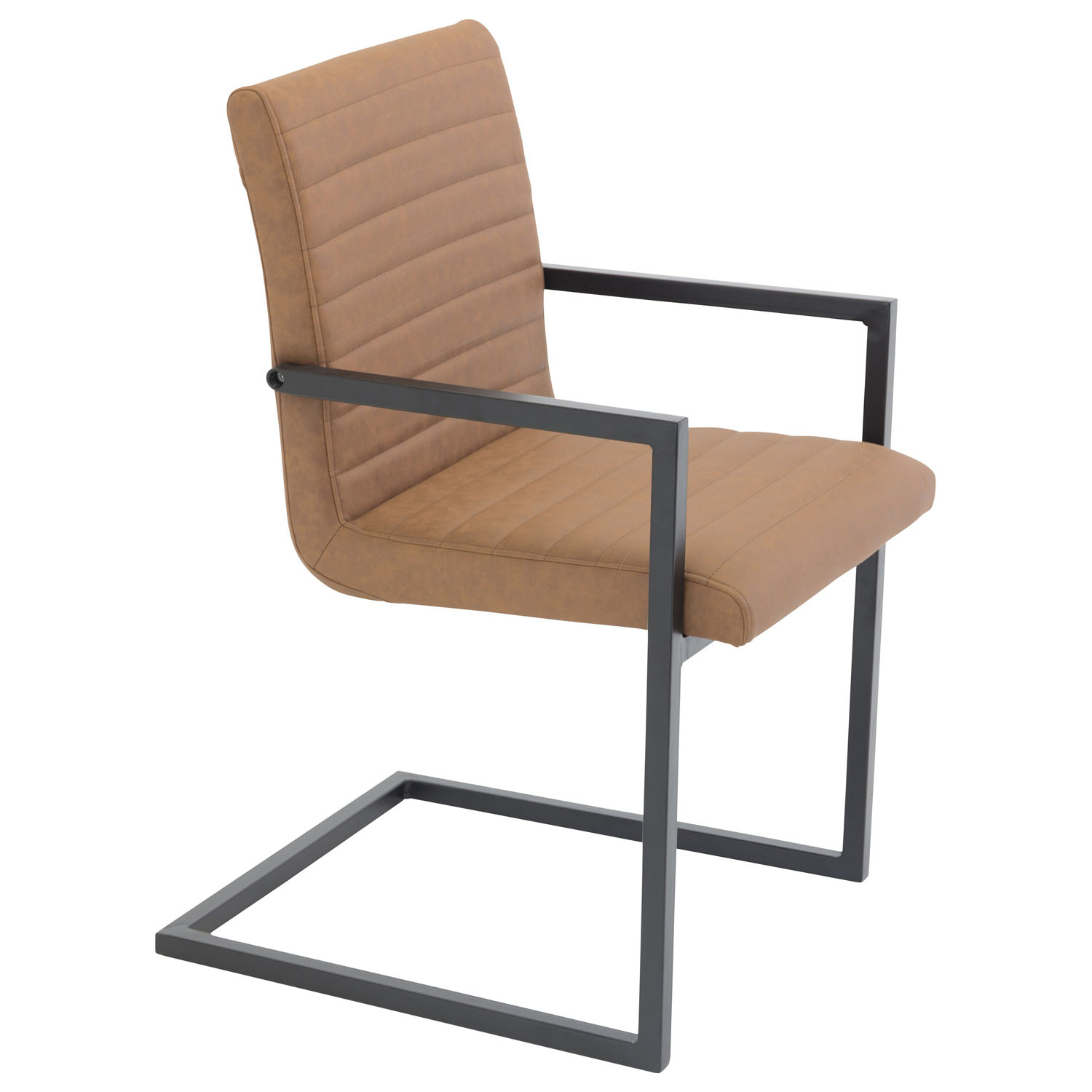 VENTURE DESIGN Art spisebordsstol, m. armlæn - brun PU og sort metal