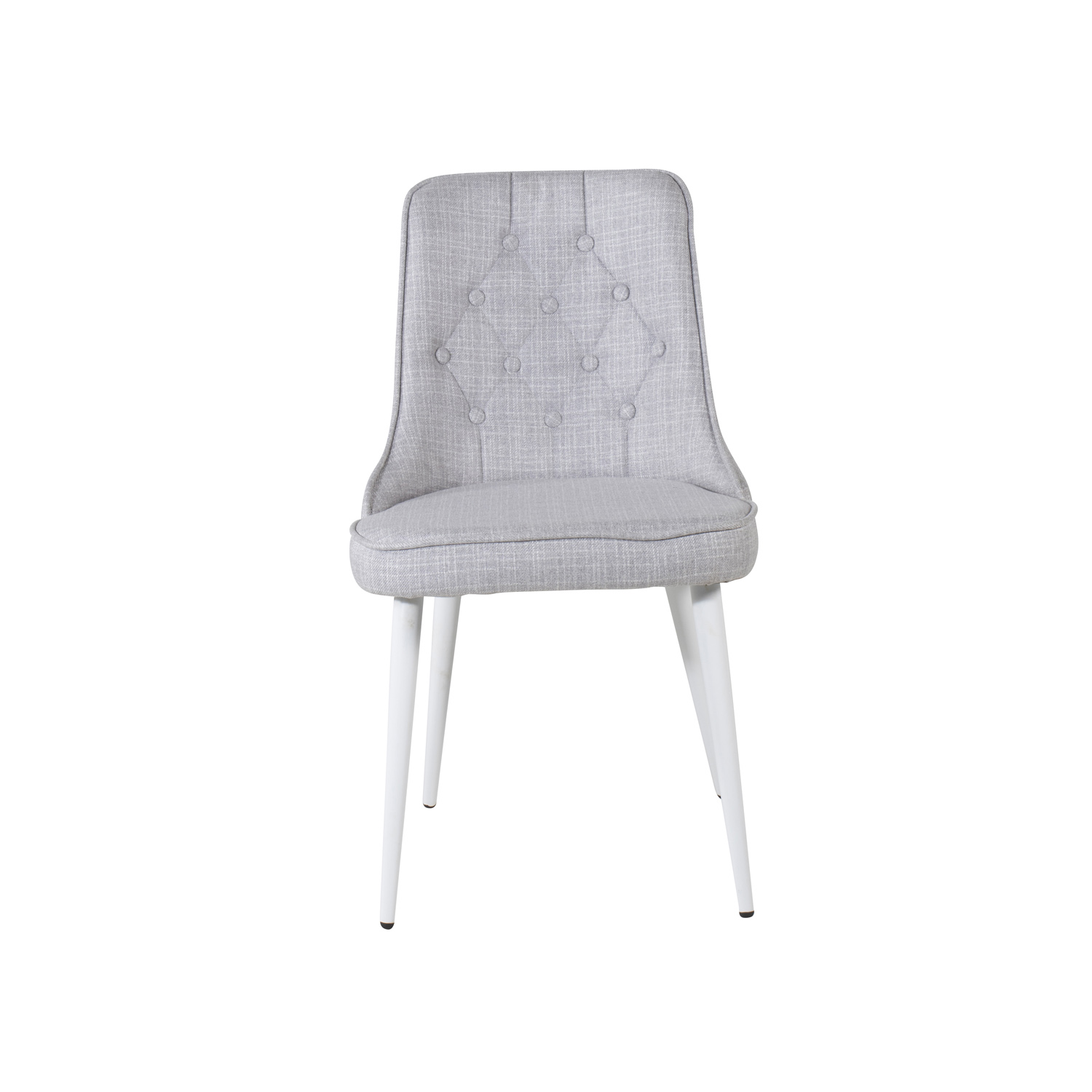VENTURE DESIGN Velvet Deluxe spisebordsstol - lysegrå polyester og hvid metal