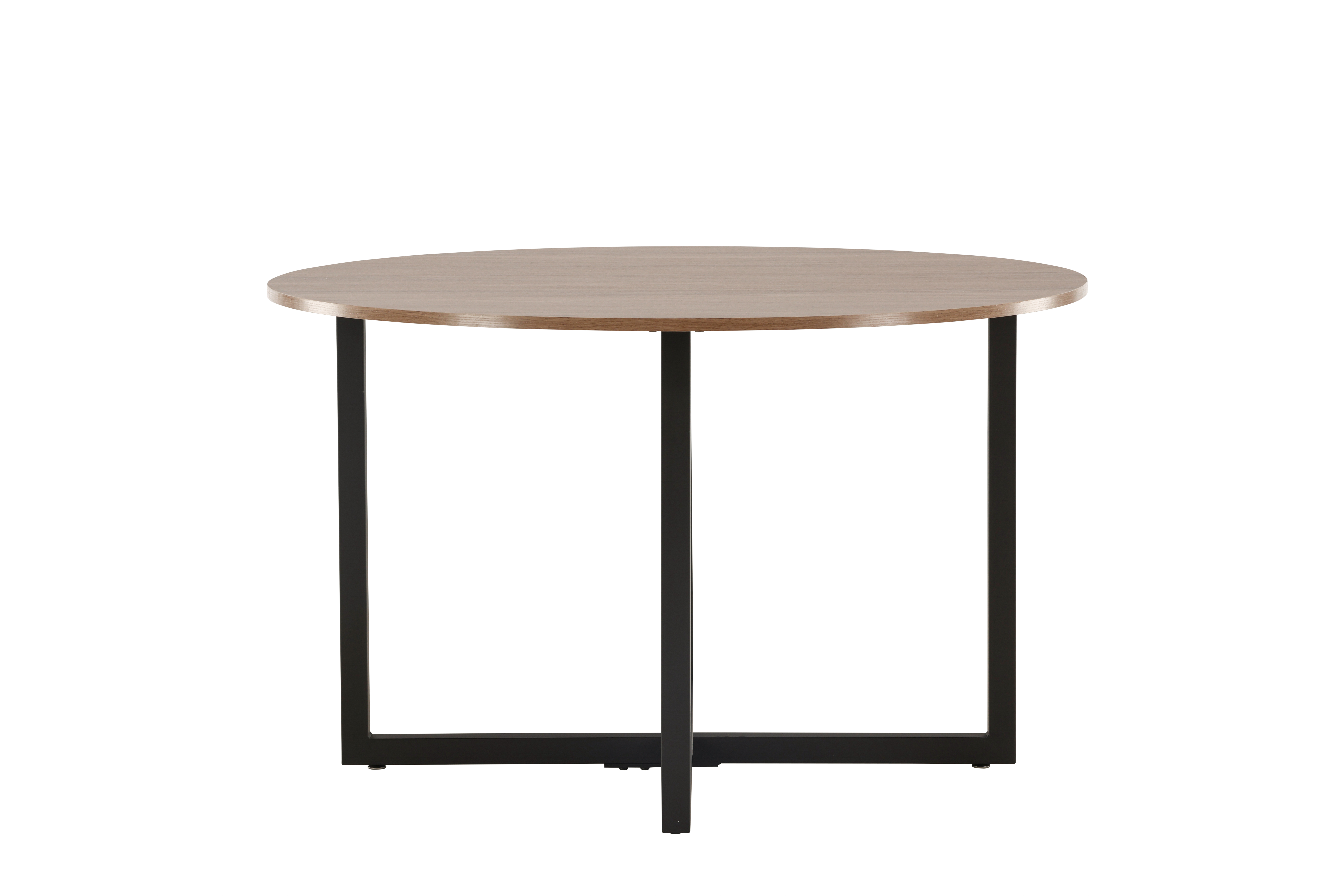 VENTURE DESIGN Durango spisebord, rund - valnøddefarvet MDF og sort stål (Ø120)