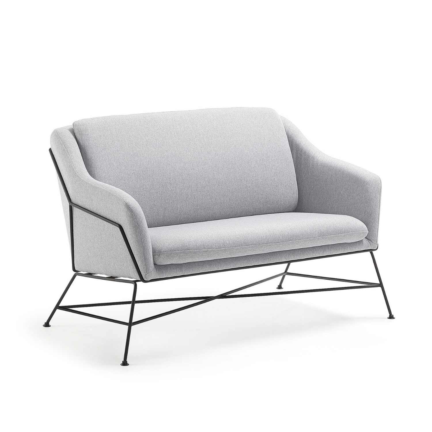 LAFORMA Brida sofa - lysegråt stof og sort metal, 2 pers.