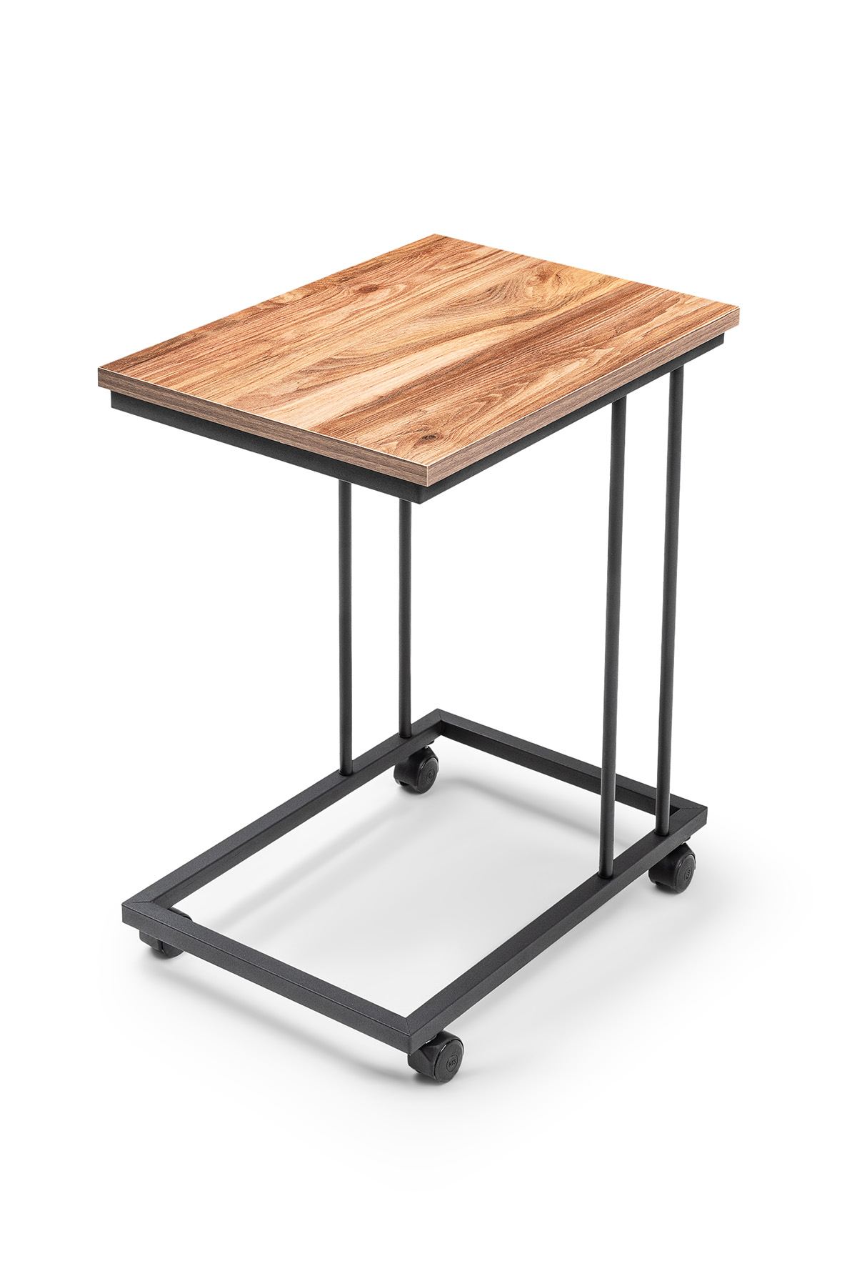 NORDVÄRK TKRCZGN001 sidebord, m. hjul, rektangulær - egetræsfarvet melamin og sort metal (50x35)