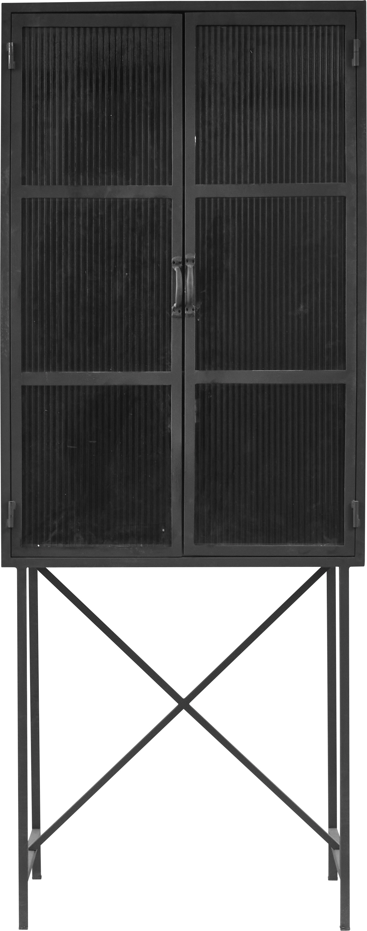 KILROY INDBO Harvard reol, m. 2 låger - glas og sort jern(H:178cm x70cm x 34cm)