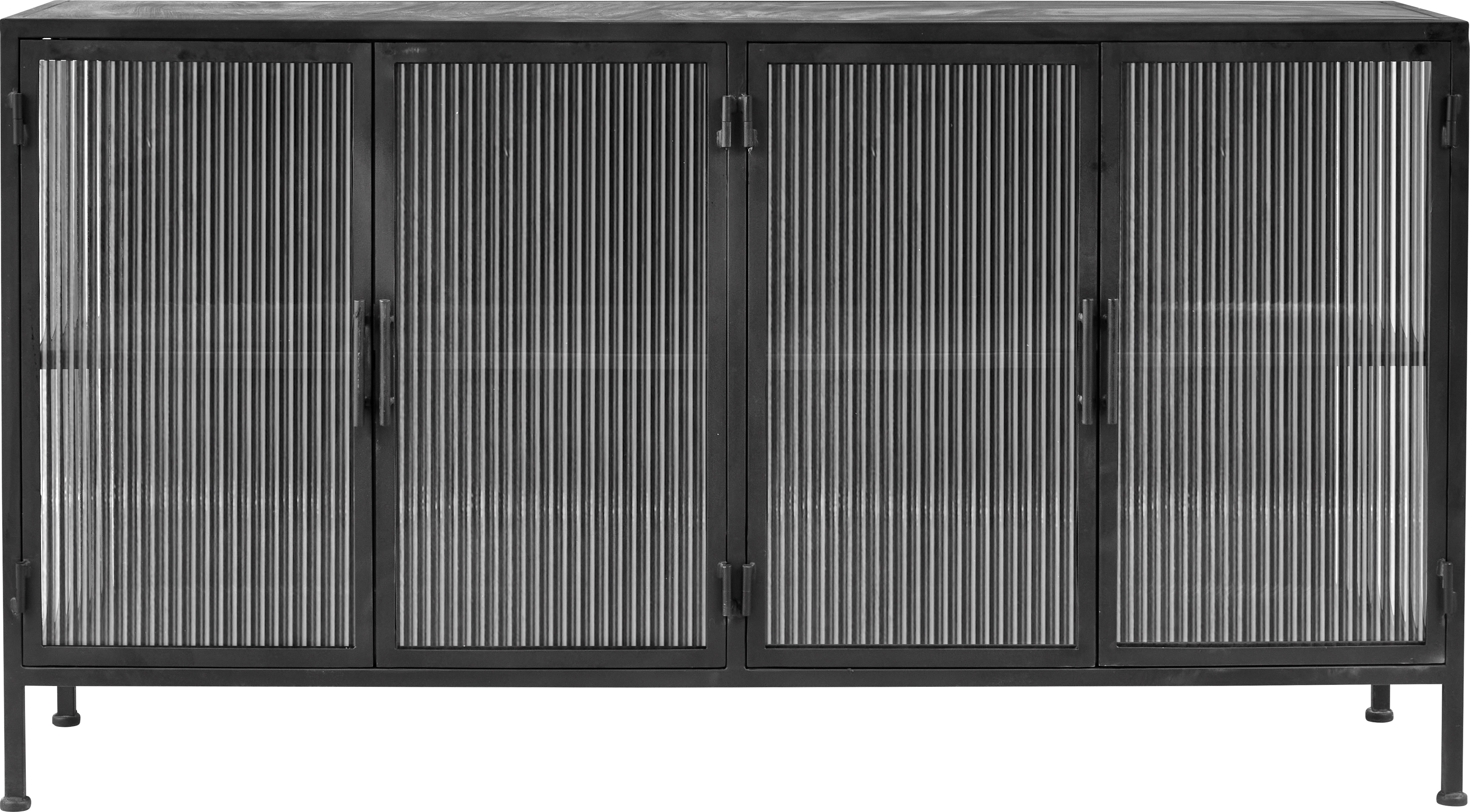 KILROY INDBO Harvard skænk, m. 4 låger - glas og sort jern (80x35)