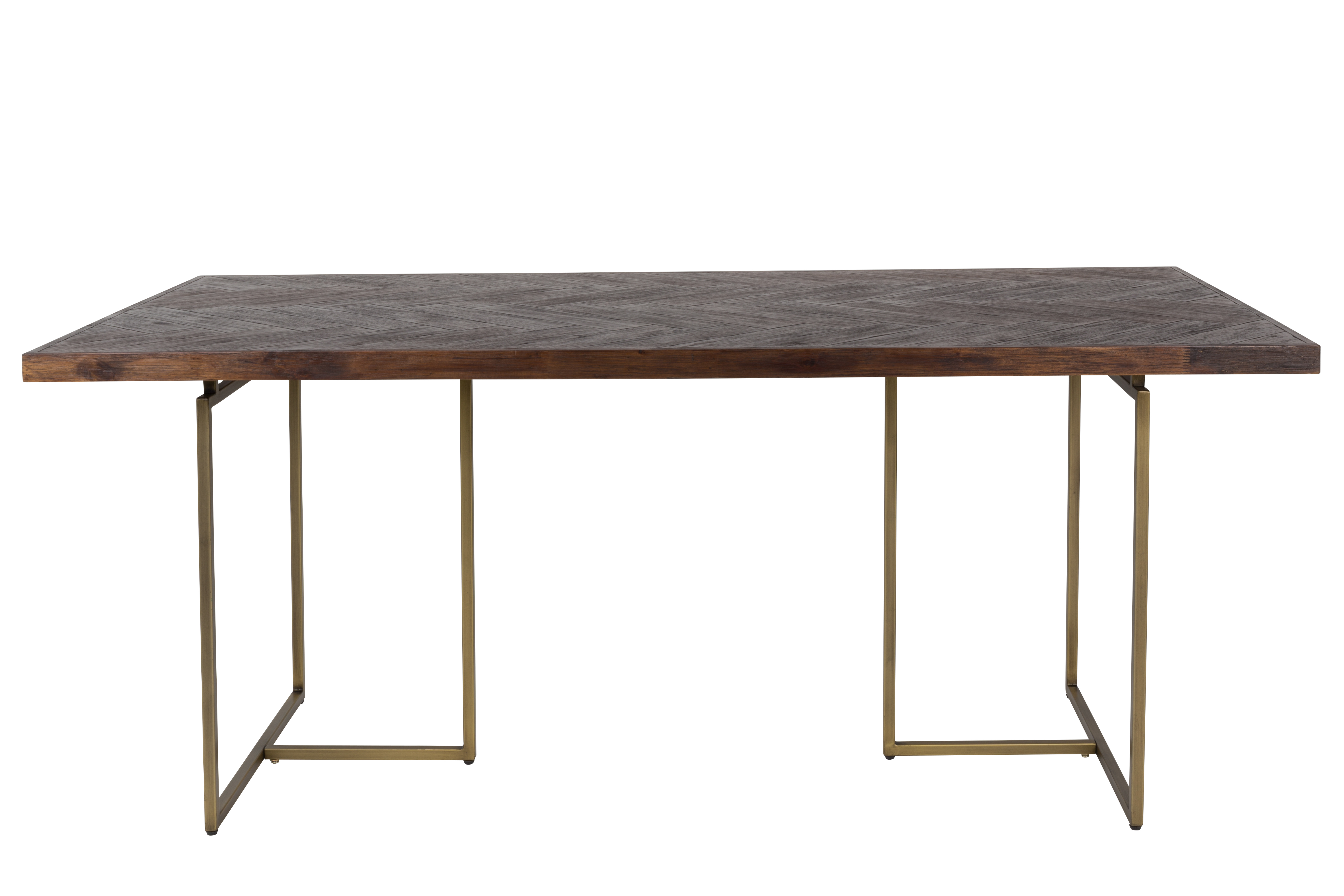 DUTCHBONE Klasse spisebord, sildeben, rektangulær - brun træ og guld stål (180X90)