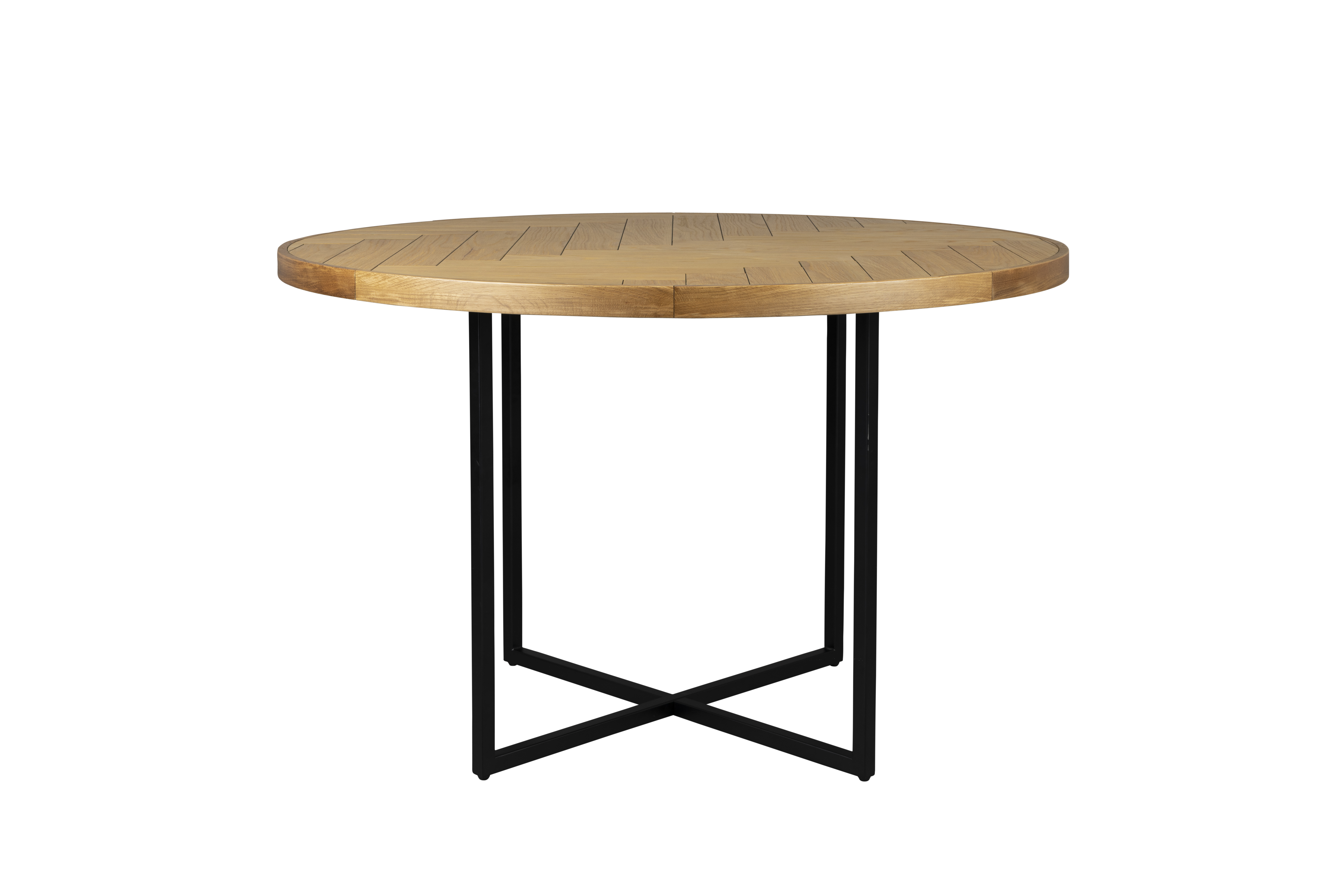 DUTCHBONE Klasse spisebord, sildeben, rund - natur egetræ og sort stål (Ø120)