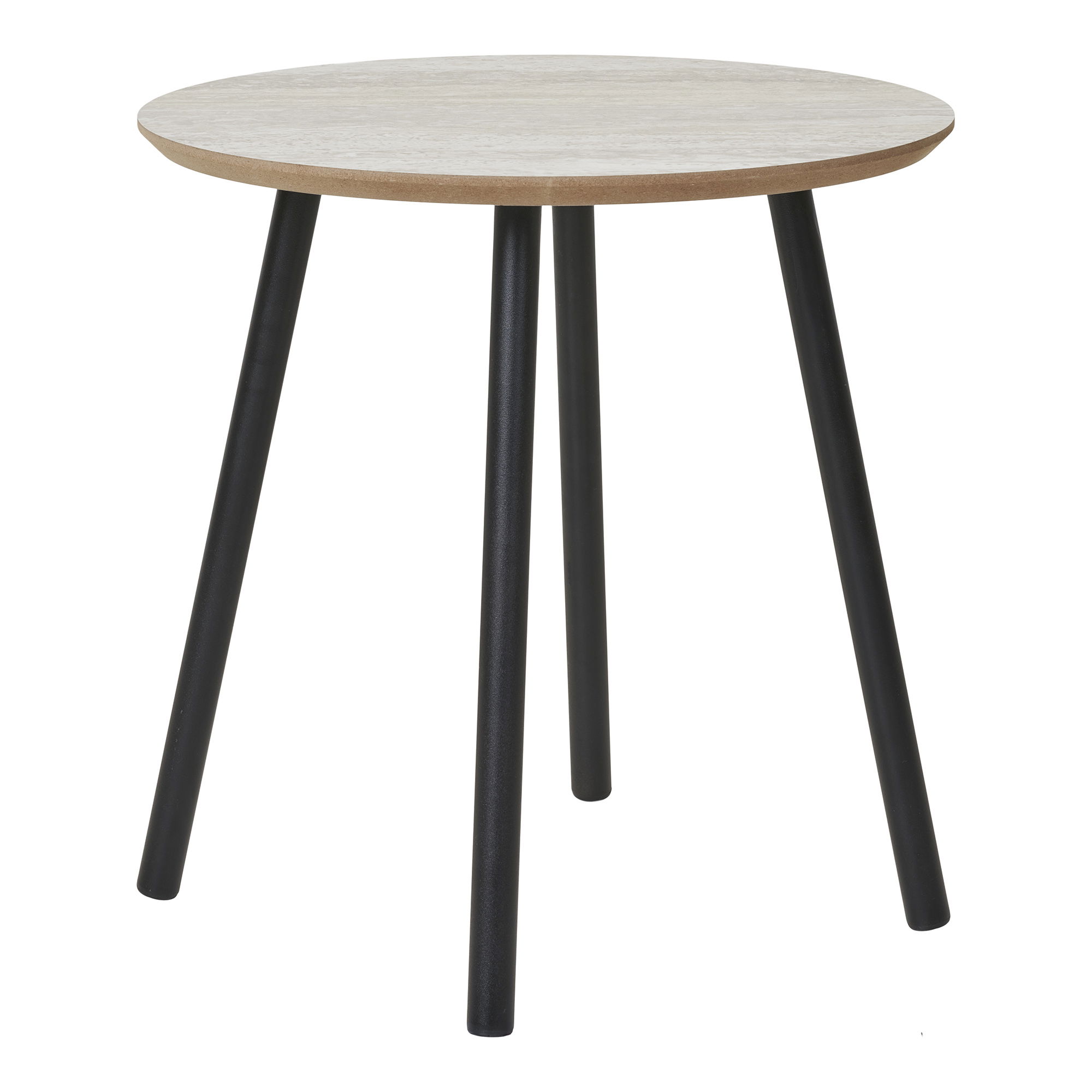 HOUSE NORDIC Aalst Sidebord - Sidebord, travertin look, sorte ben ø40x44 cm