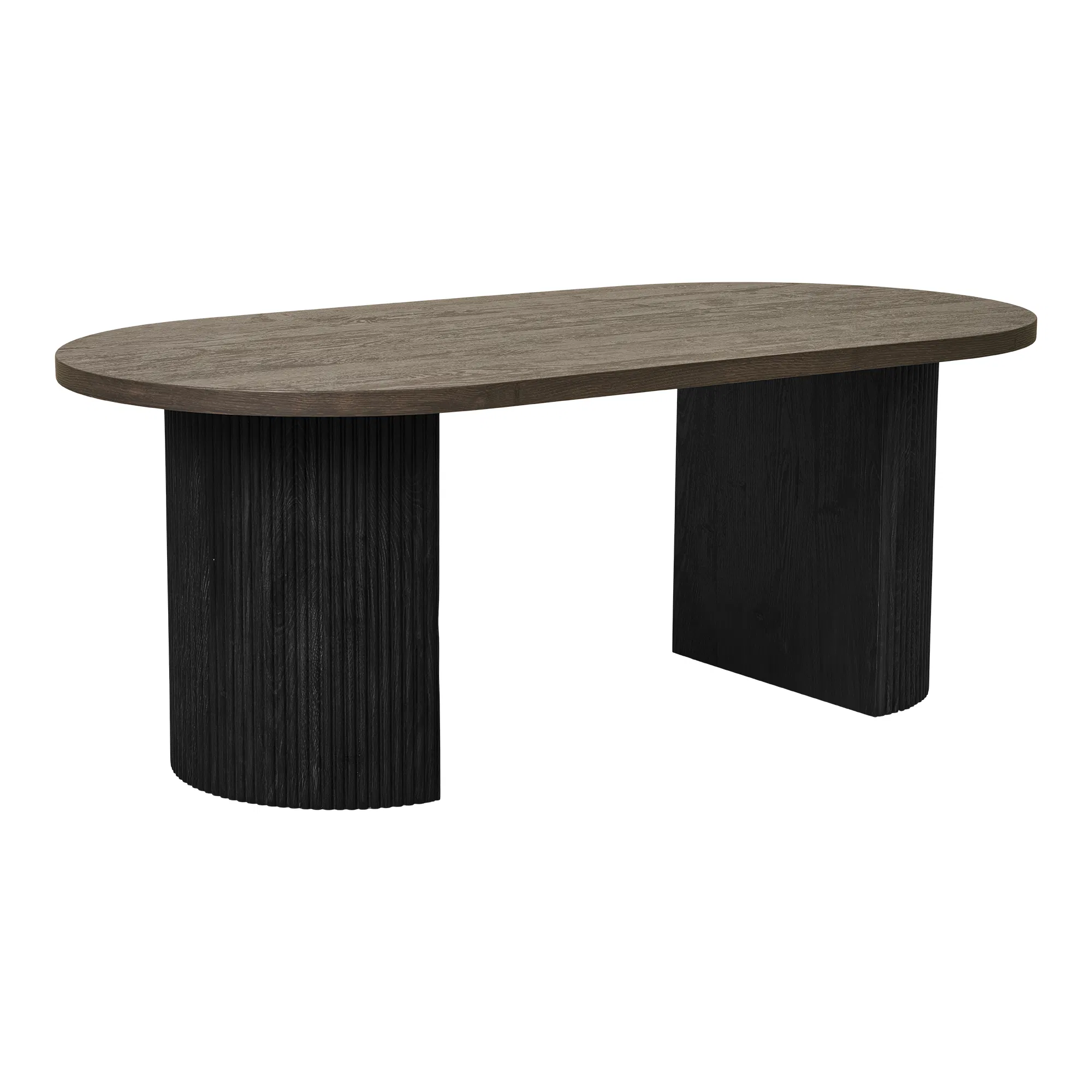 HOUSE NORDIC Boavista sofabord, oval – mørkebrun decorpapir og sort træ (60×120)