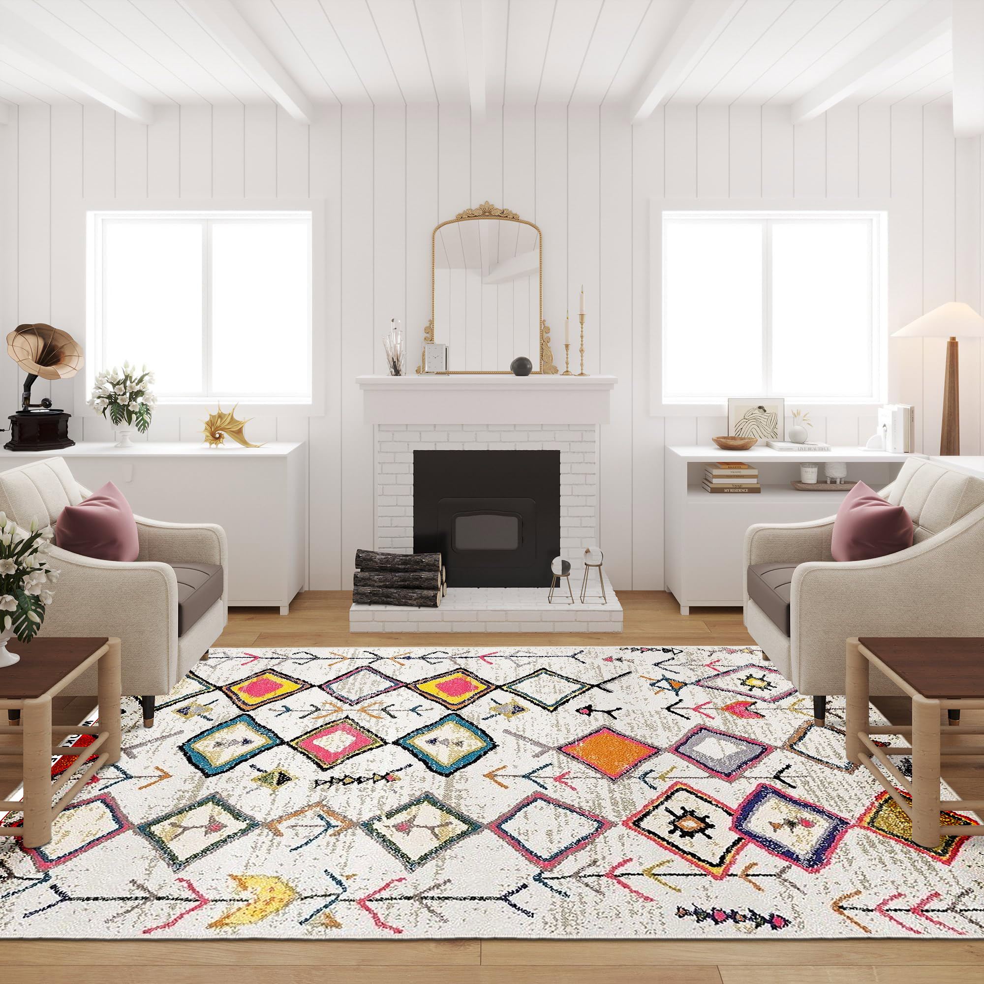 TEPPI W1024 teppe, rektangulært – flerfarget polyester (60×100)