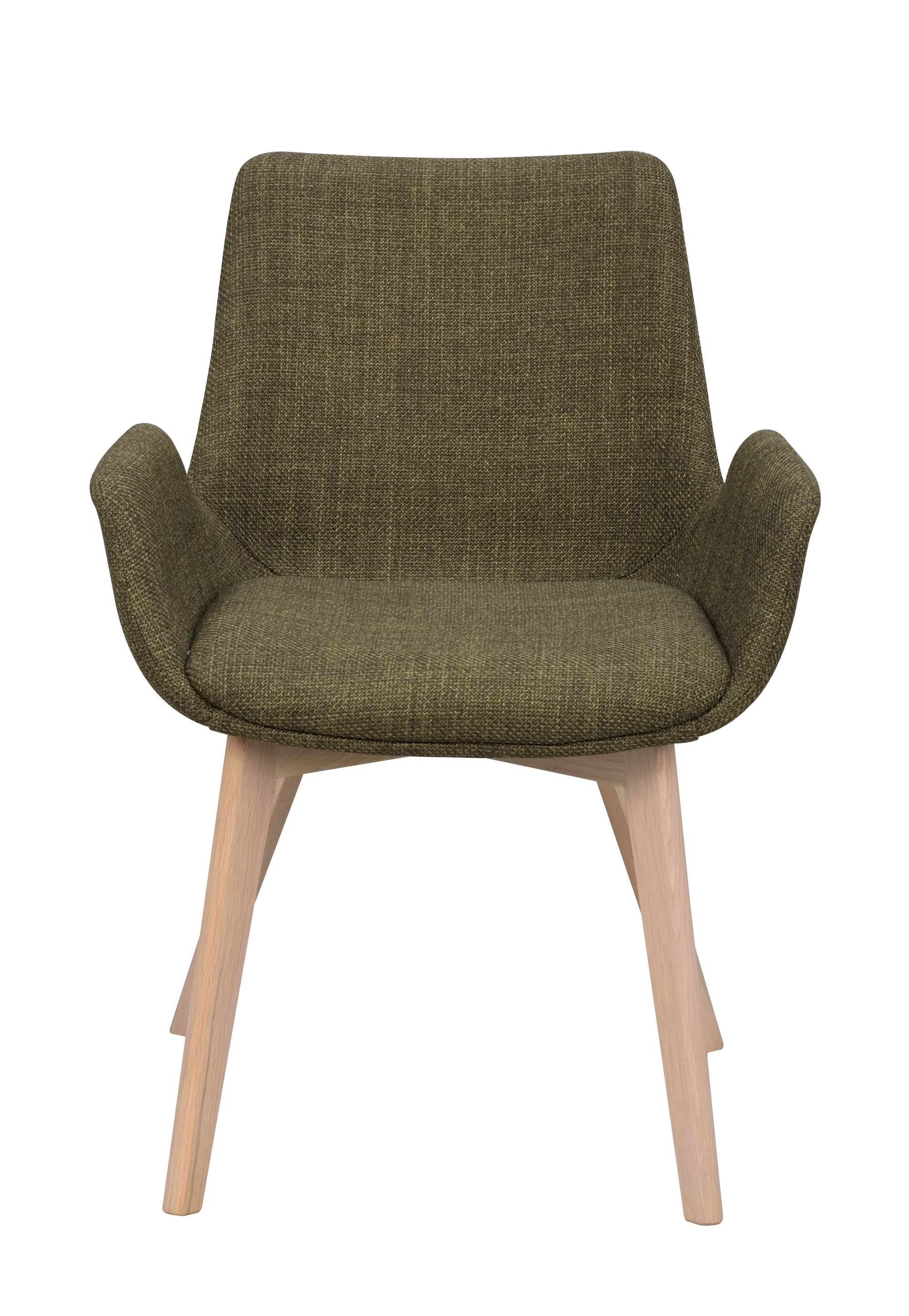 ROWICO Drimsdale lænestol, m. armlæn - grøn polyester og hvidpigmenteret eg
