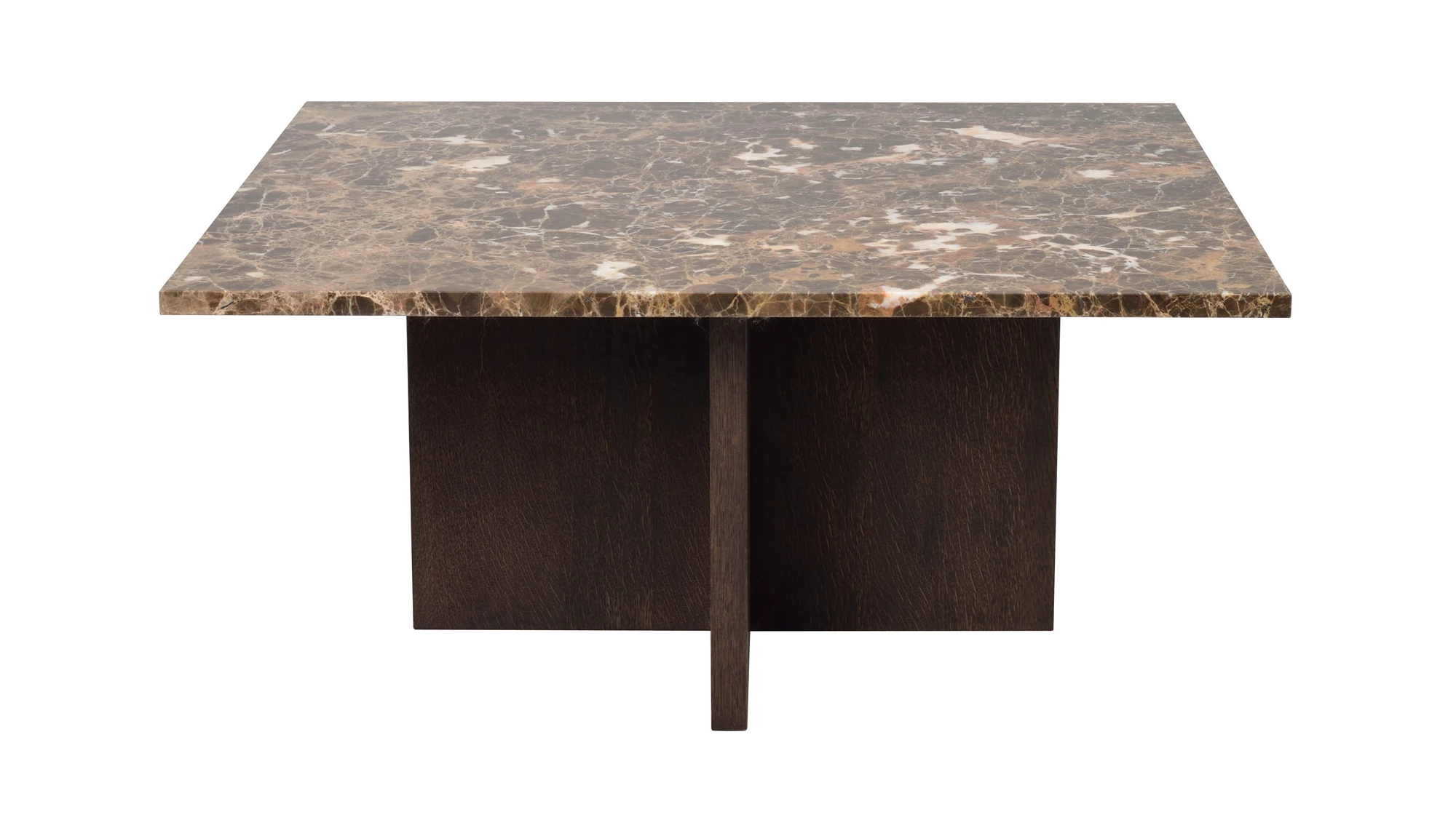 ROWICO Brooksville sofabord, kvadratisk - brun marmor og brun egefinér (90x90)