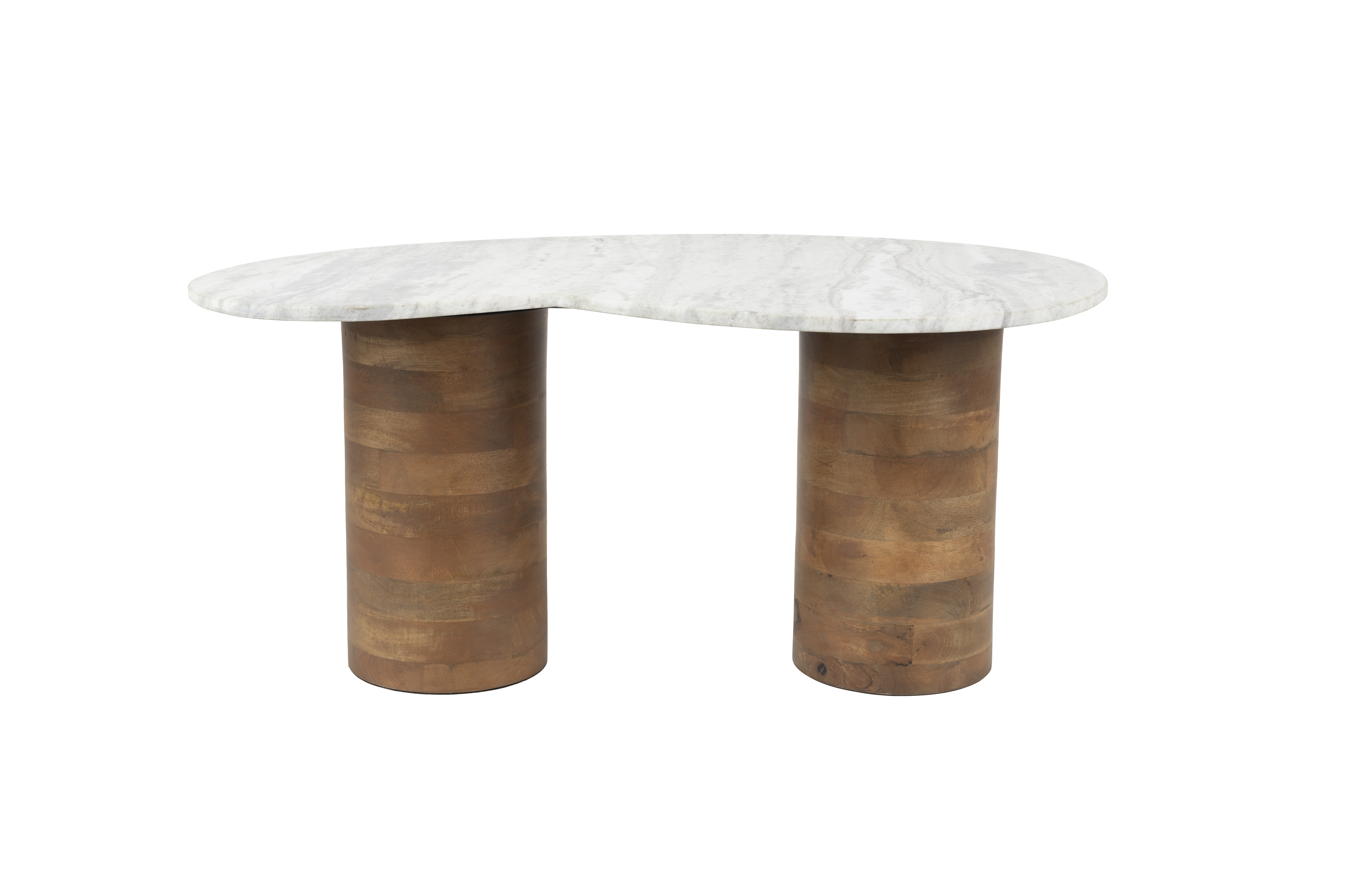 Køb WHITE LABEL LIVING Peli sofabord, organisk - beige marmor og brun mangotræ (84x48) - Pris 1949.00 kr.