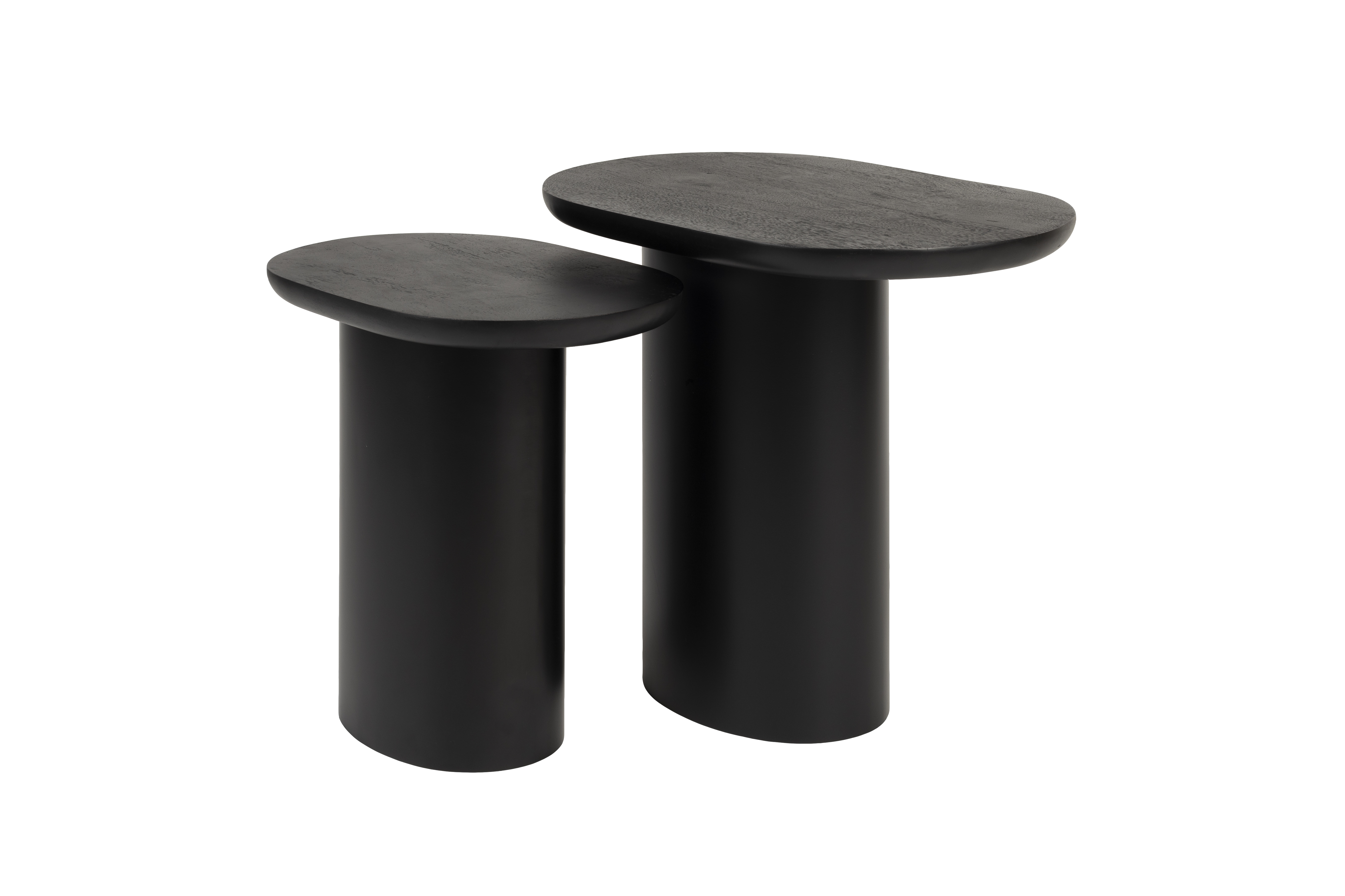 WHITE LABEL LIVING Bela sidebord - sort mangotræ og sort jern (sæt med 2)