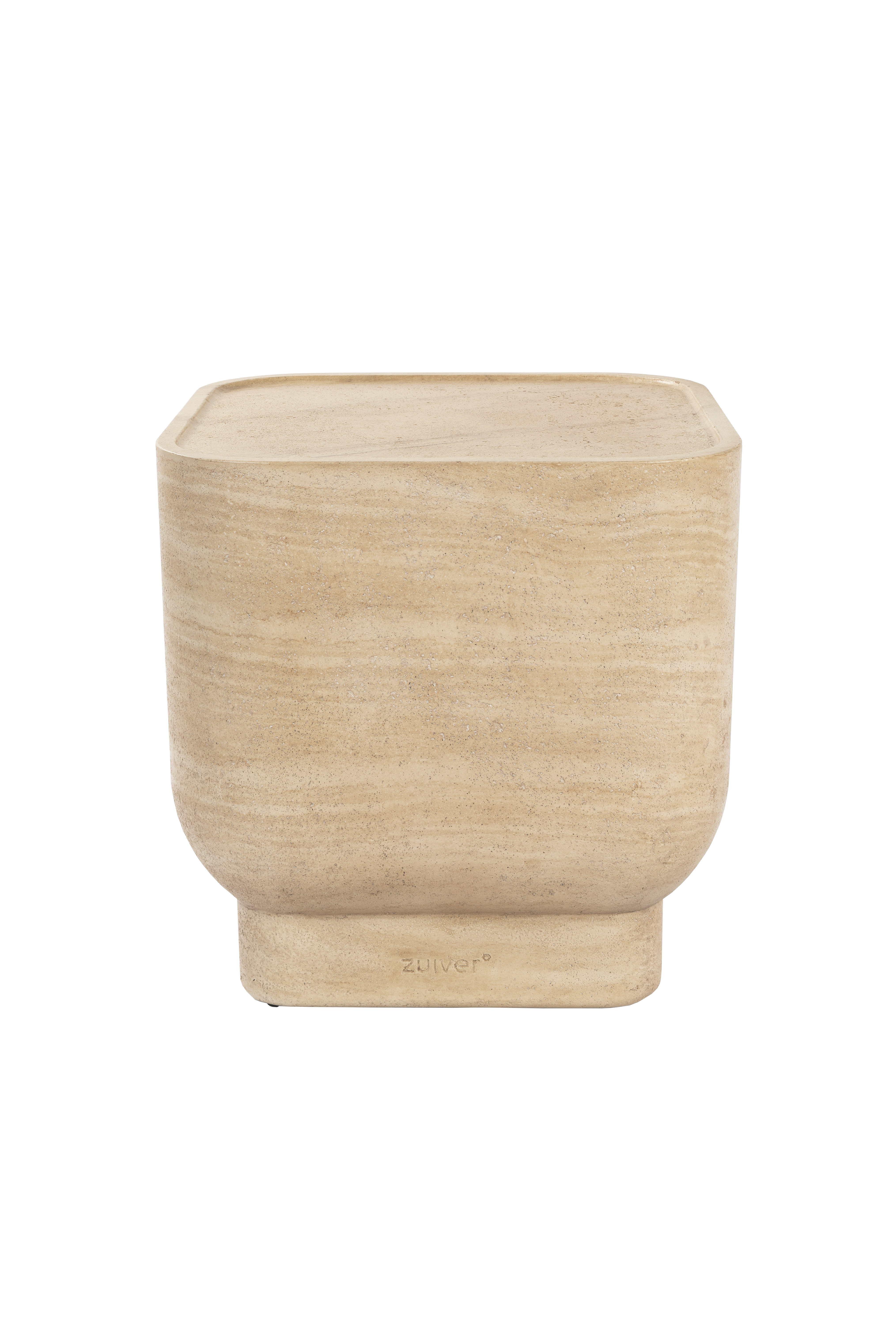 ZUIVER Noble sidebord, kvadratisk - beige travertinlook beton (45x45)