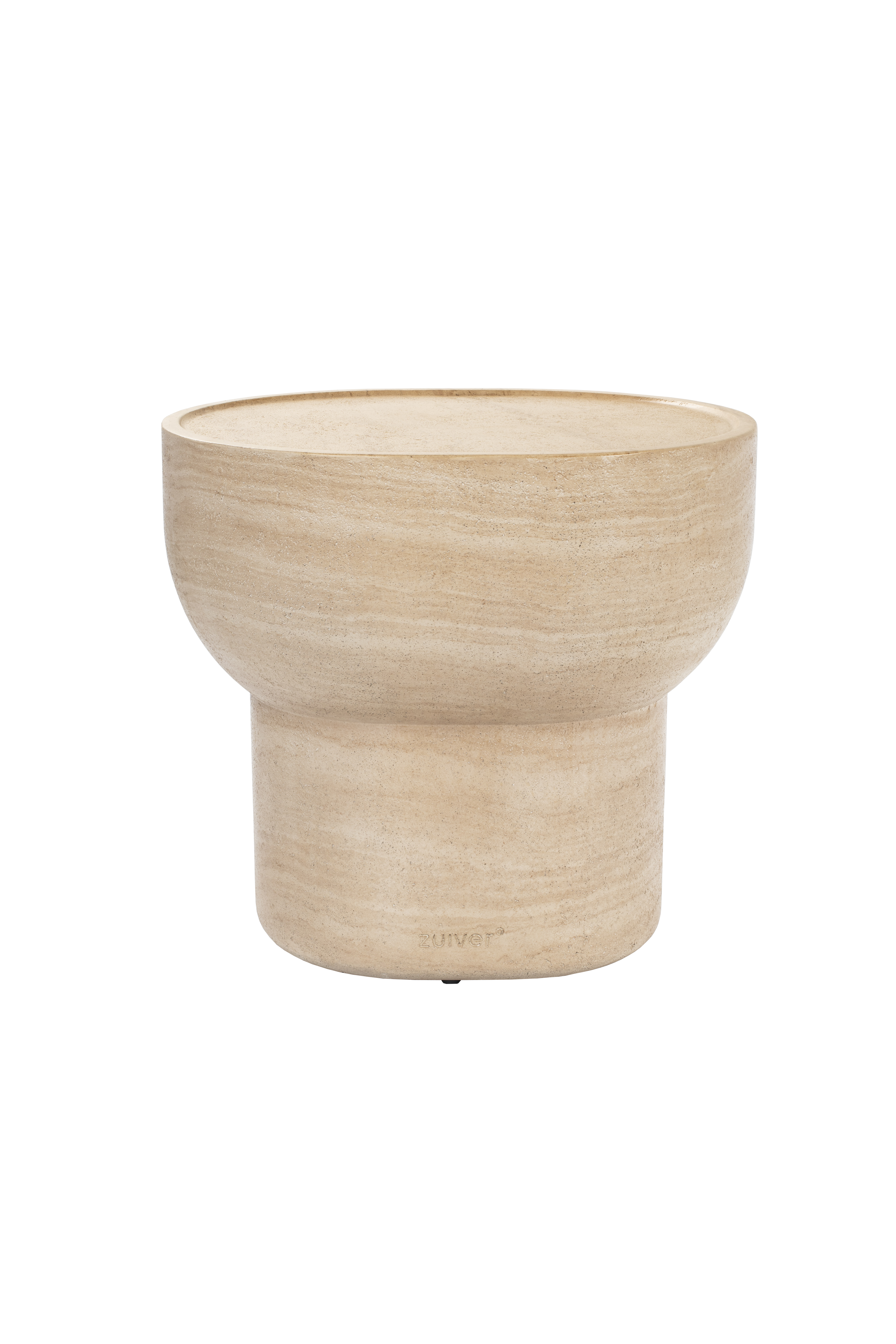 ZUIVER Noble sidebord, oval - beige travertinlook beton (50x42)