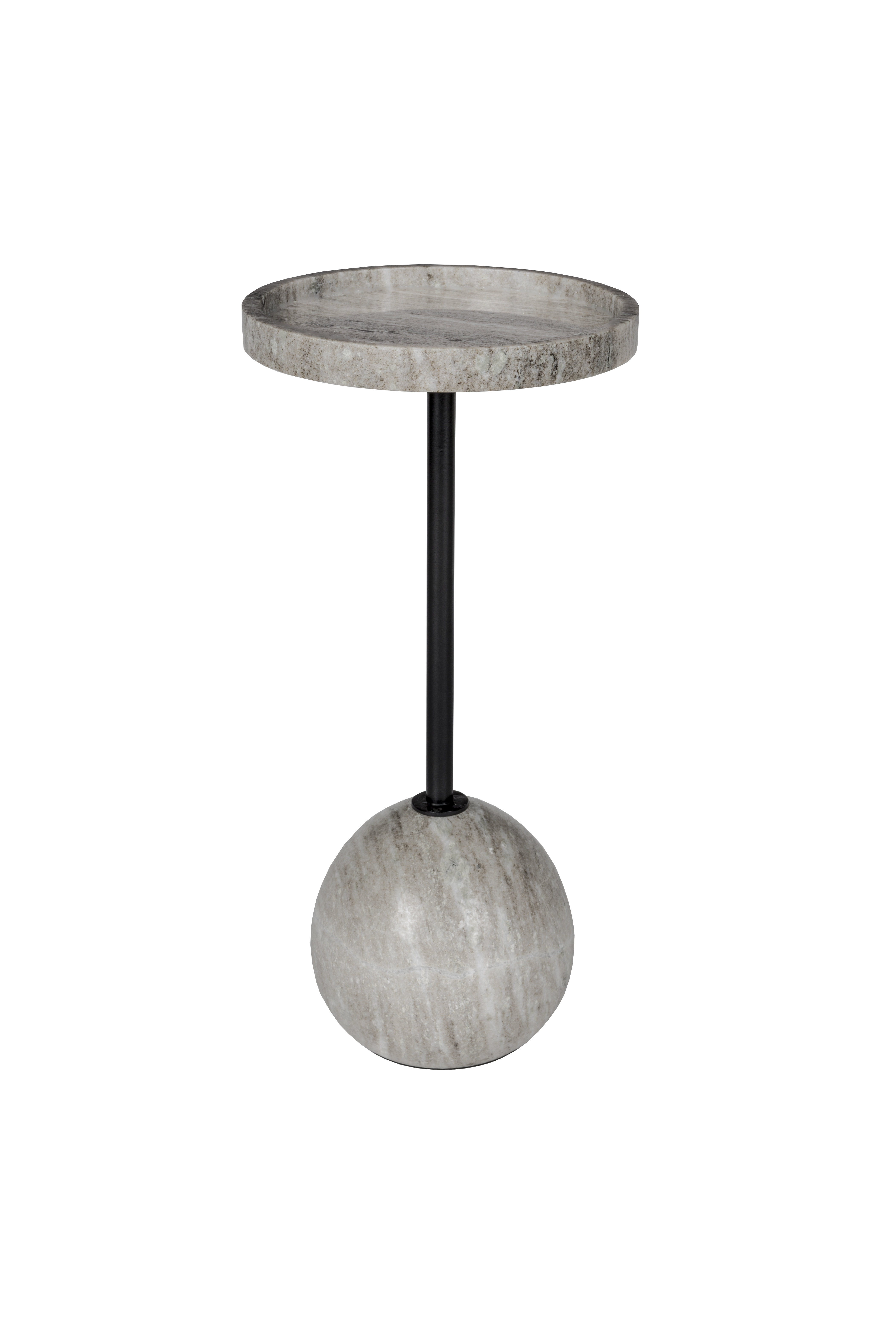 ZUIVER Cocktail sidebord, rund - grå marmor og sort jern (Ø25)