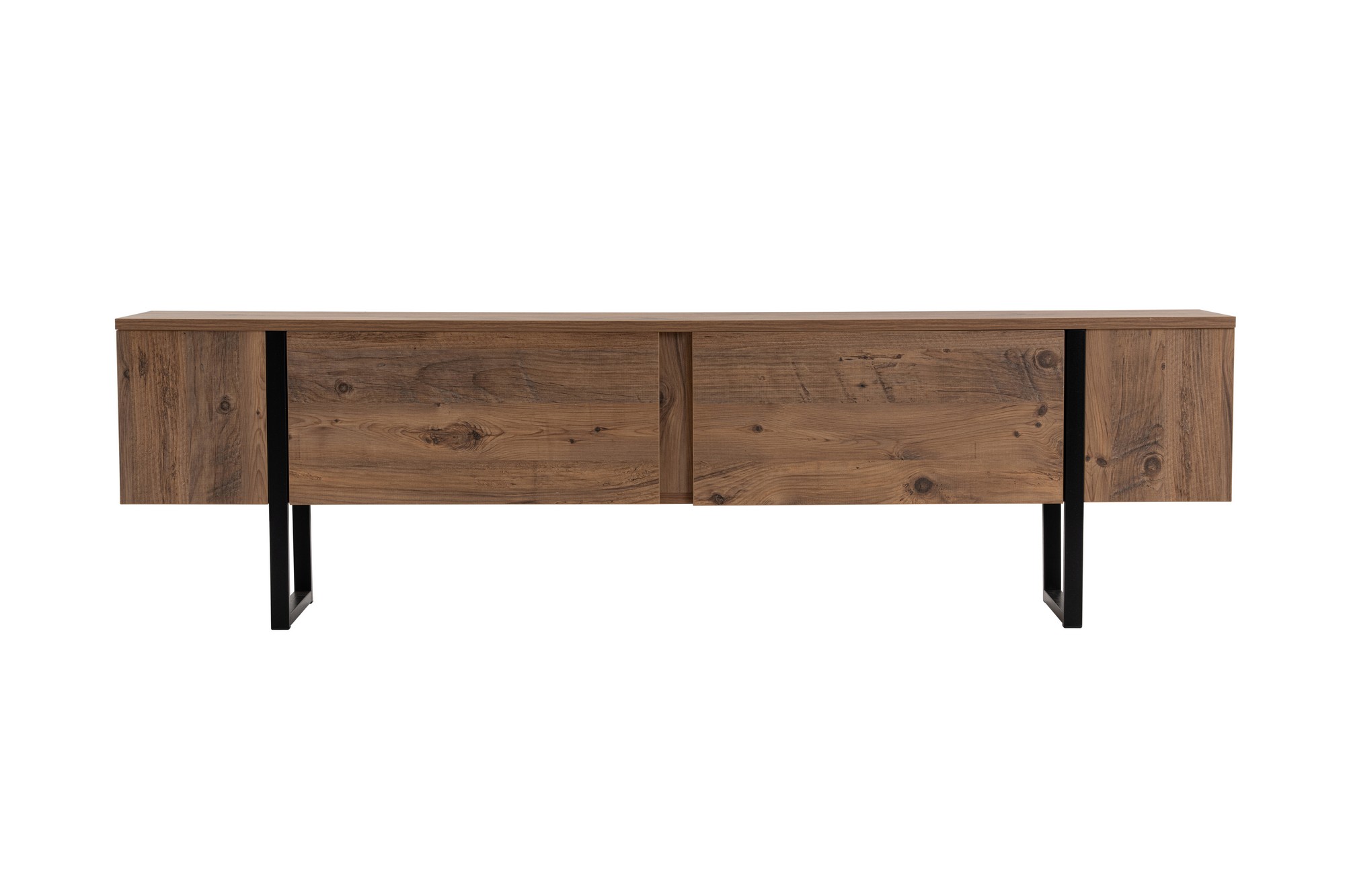 NORDVÄRK Serenity TV-bord, m. 2 låger – Atlantic Pine melamin og sort (180×29,5)