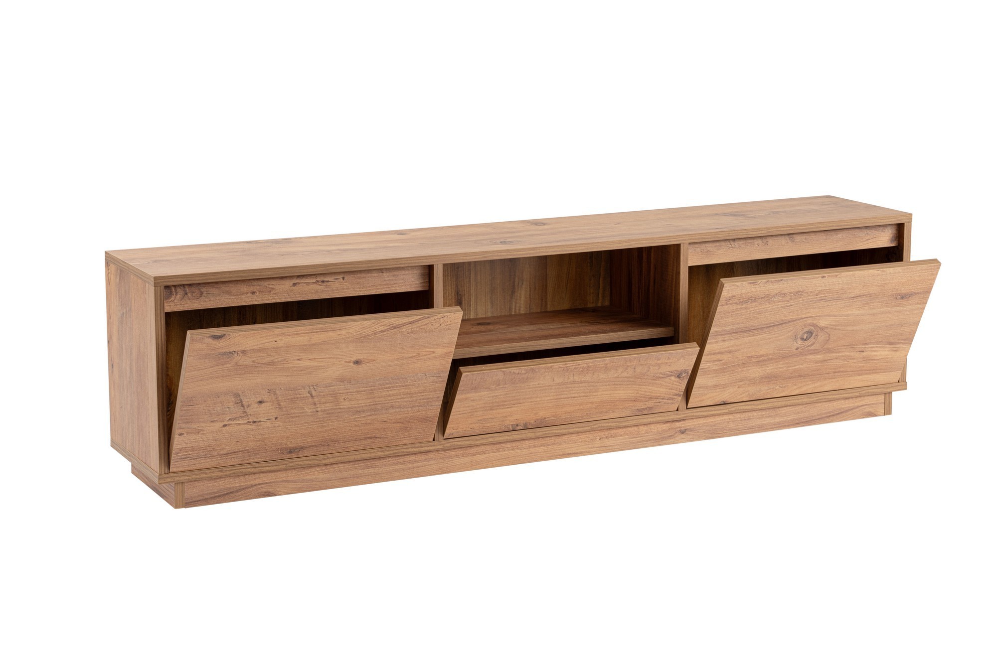NORDVÉRK Vanguard TV-bord, m. 3 dører og 1 rom – Atlantic Pine melamin (160×29,5)