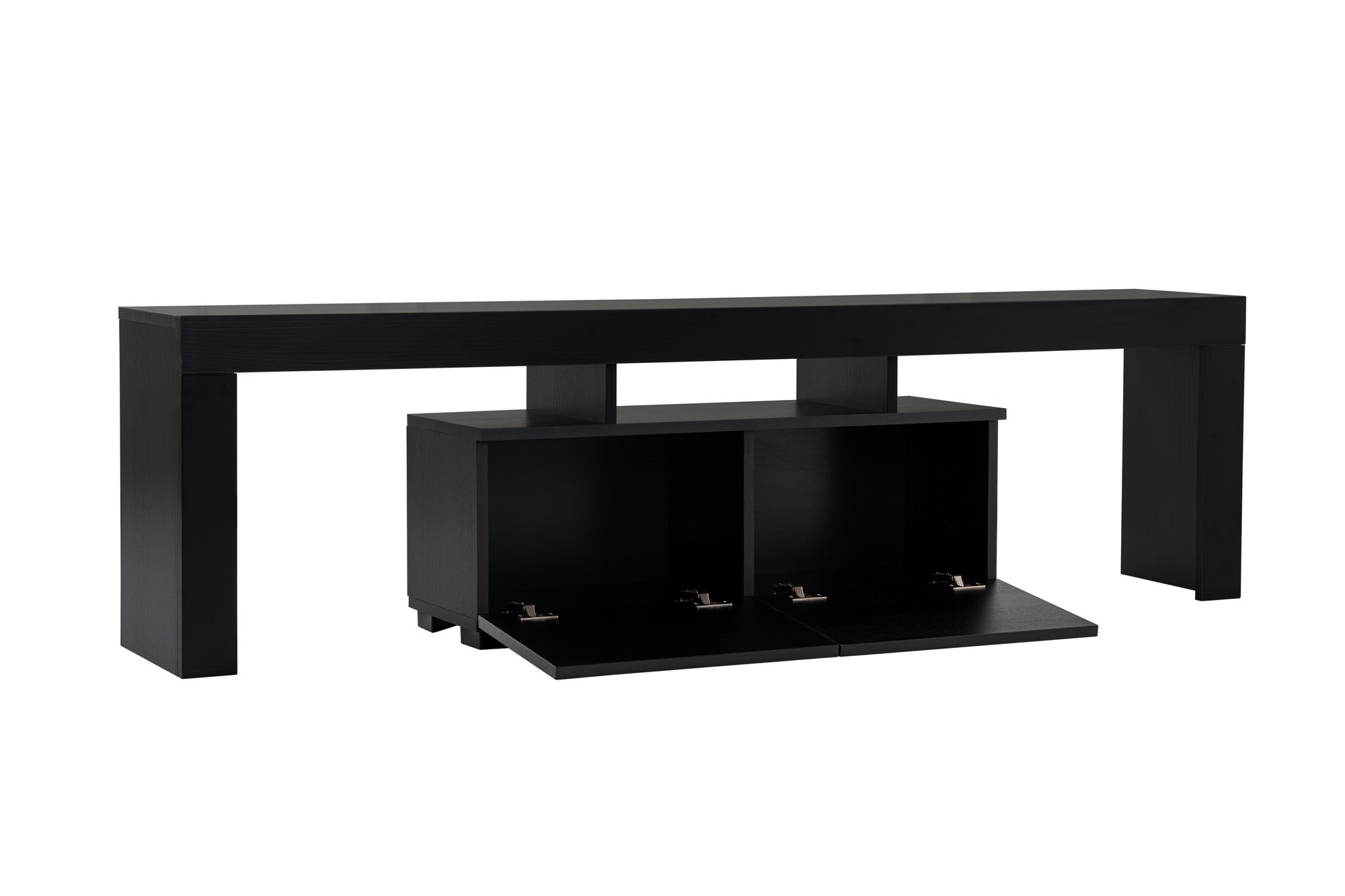 NORDVÉRK Enklave TV-bord, m. 2 dører og 3 åpne rom – svart tremelamin (180×31,3)