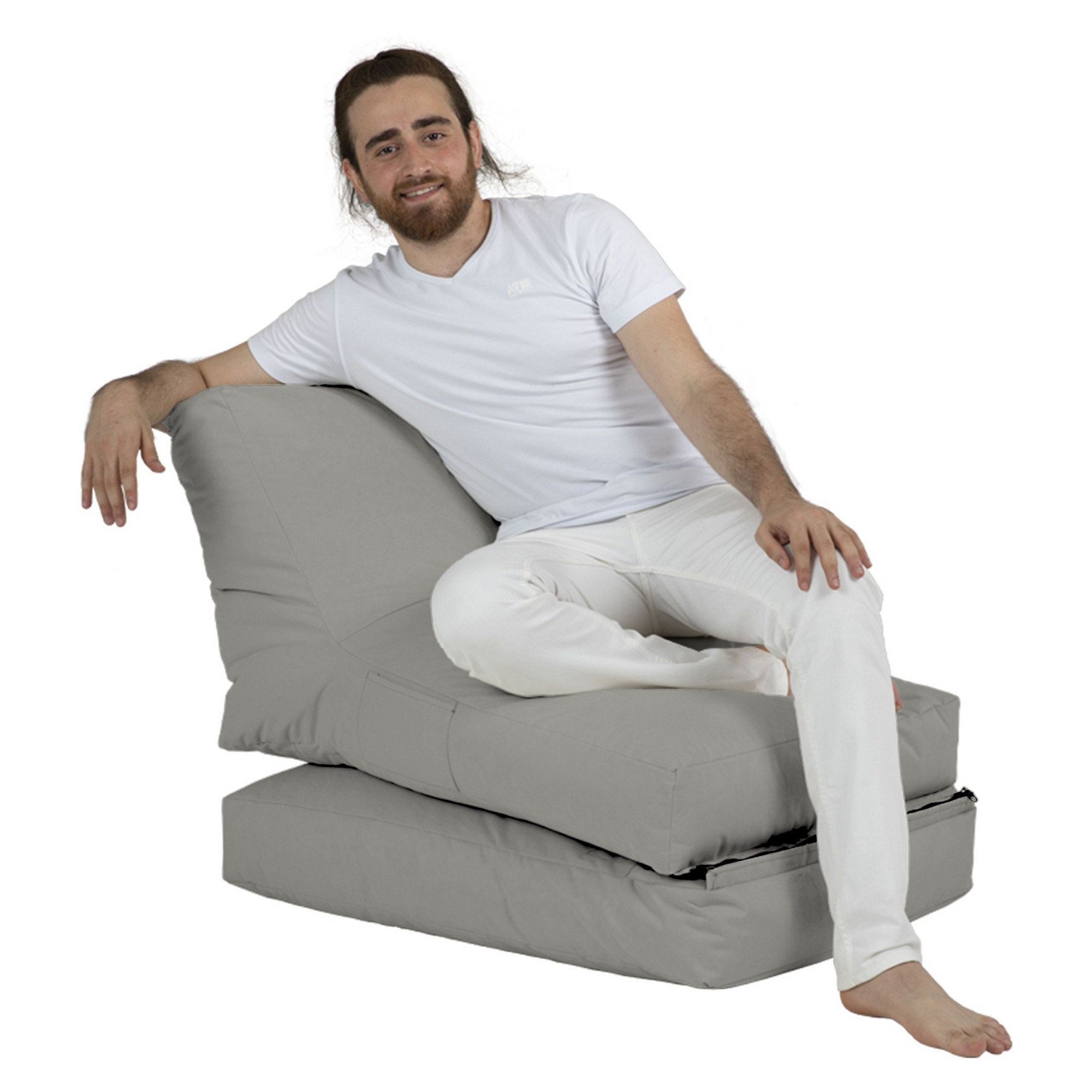 NORDVÉRK Siesta utendørs bønnepose/solseng, sammenleggbar/uttrekkbar, rektangulær – røykfarget polyester