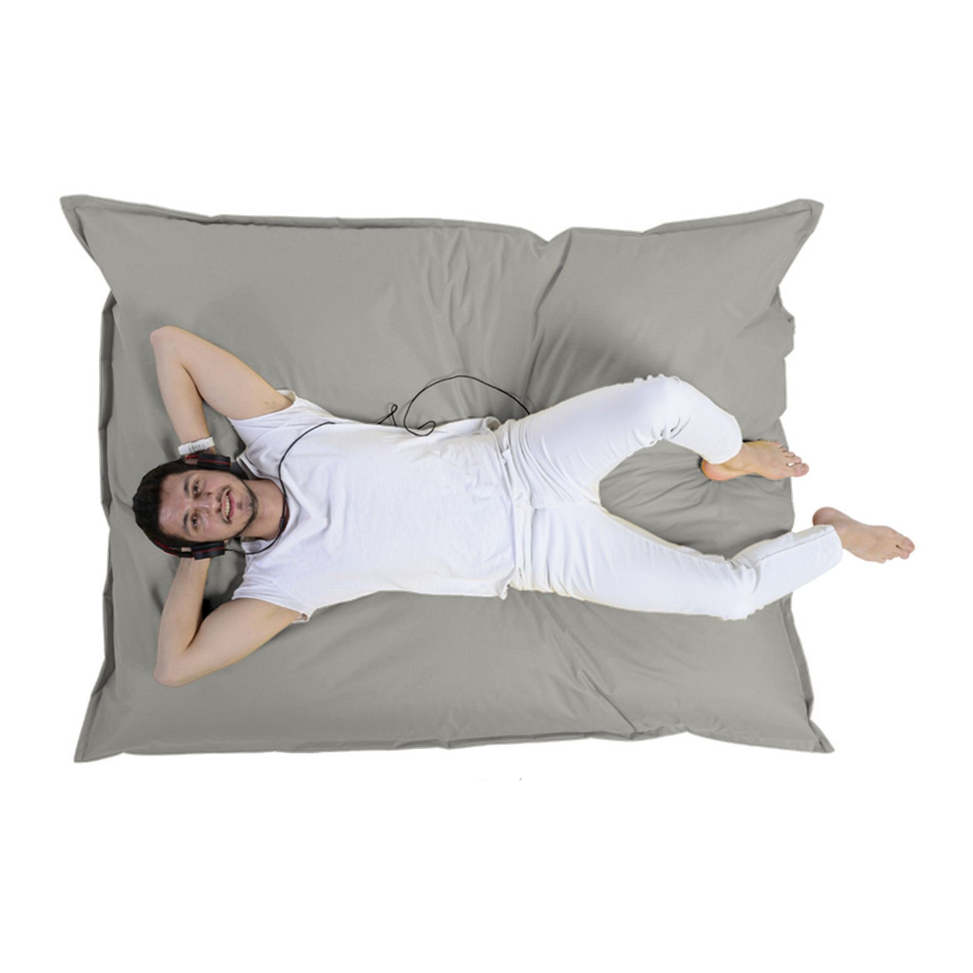 NORDVÉRK Stor utomhus sittsäck, rektangulär – rökfärgad polyester (140×180)