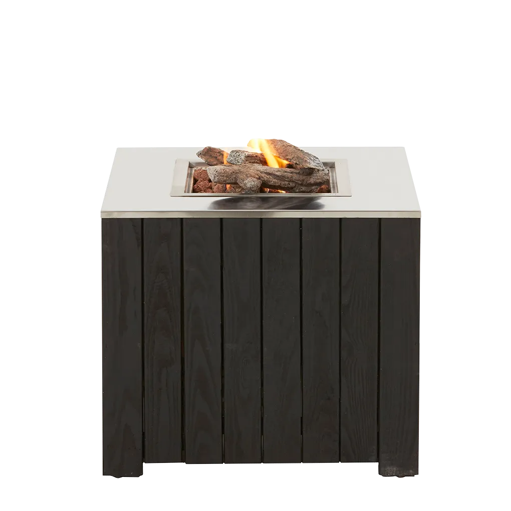 COSI FIRES Cosicube 70 ildbord, kvadratisk - rustfrit stål og sort træ (70x70)