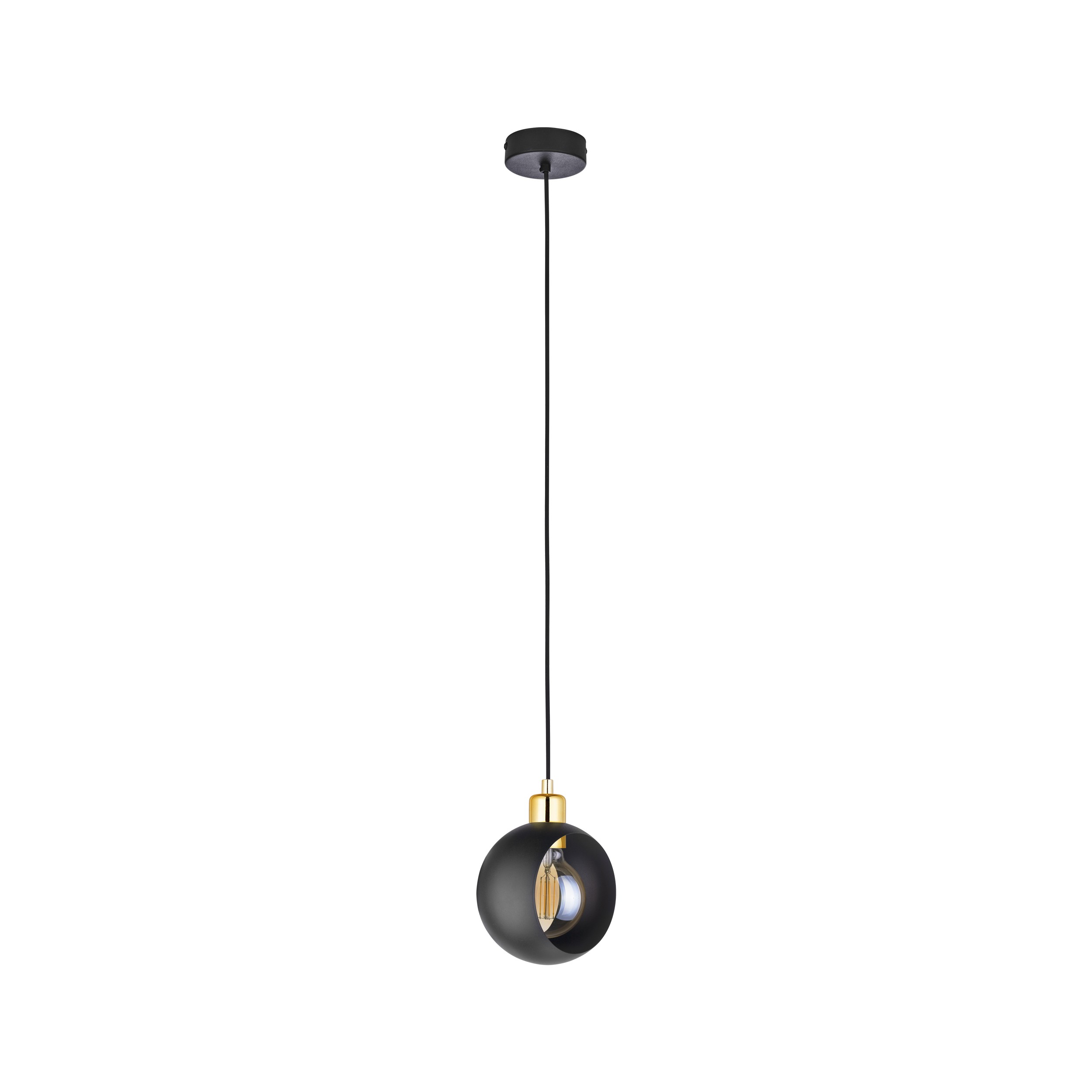 TK Cyklop loftlampe - guld og sort stål