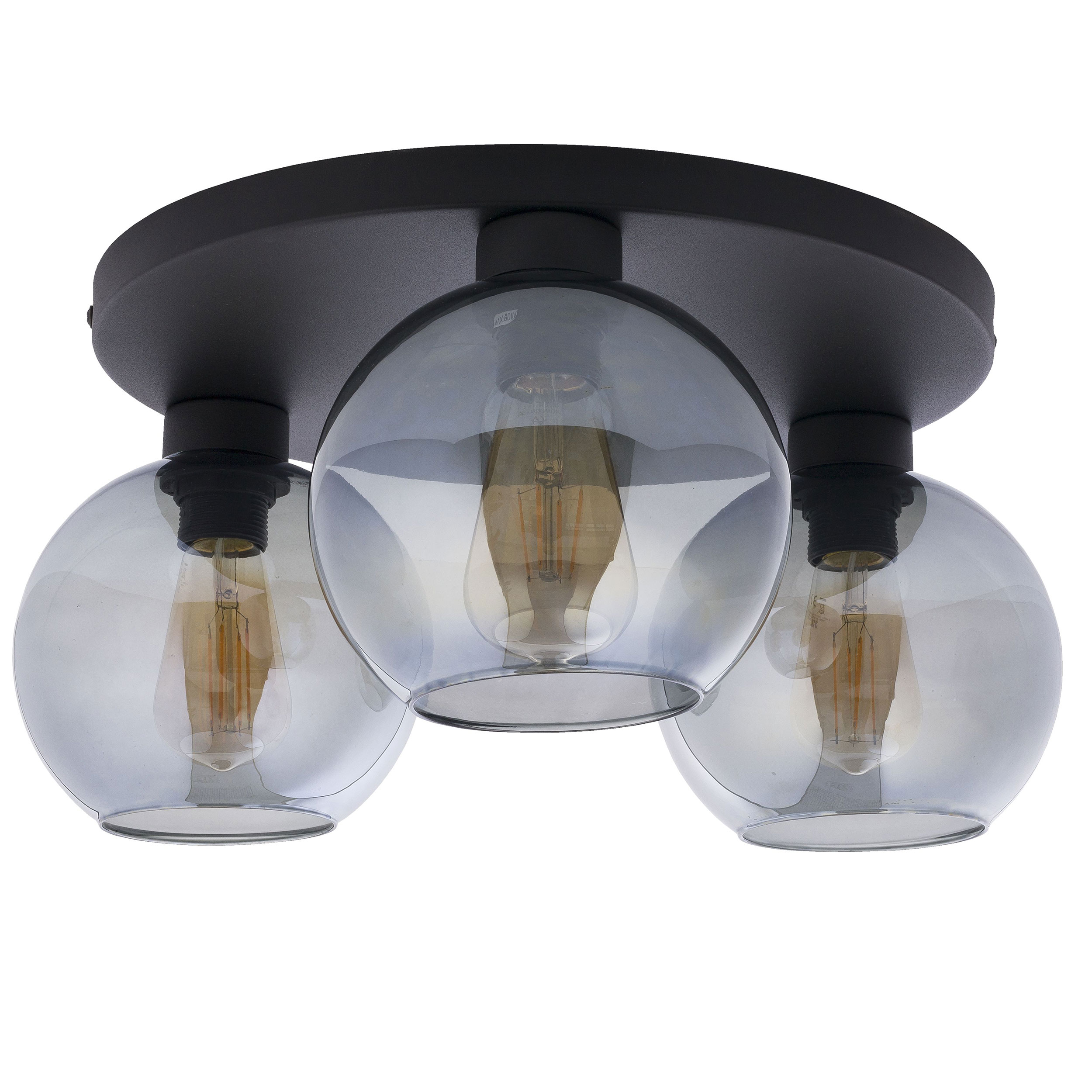 TK Cubus loftlampe, m. 3 skærme - grafit glas og sort metal