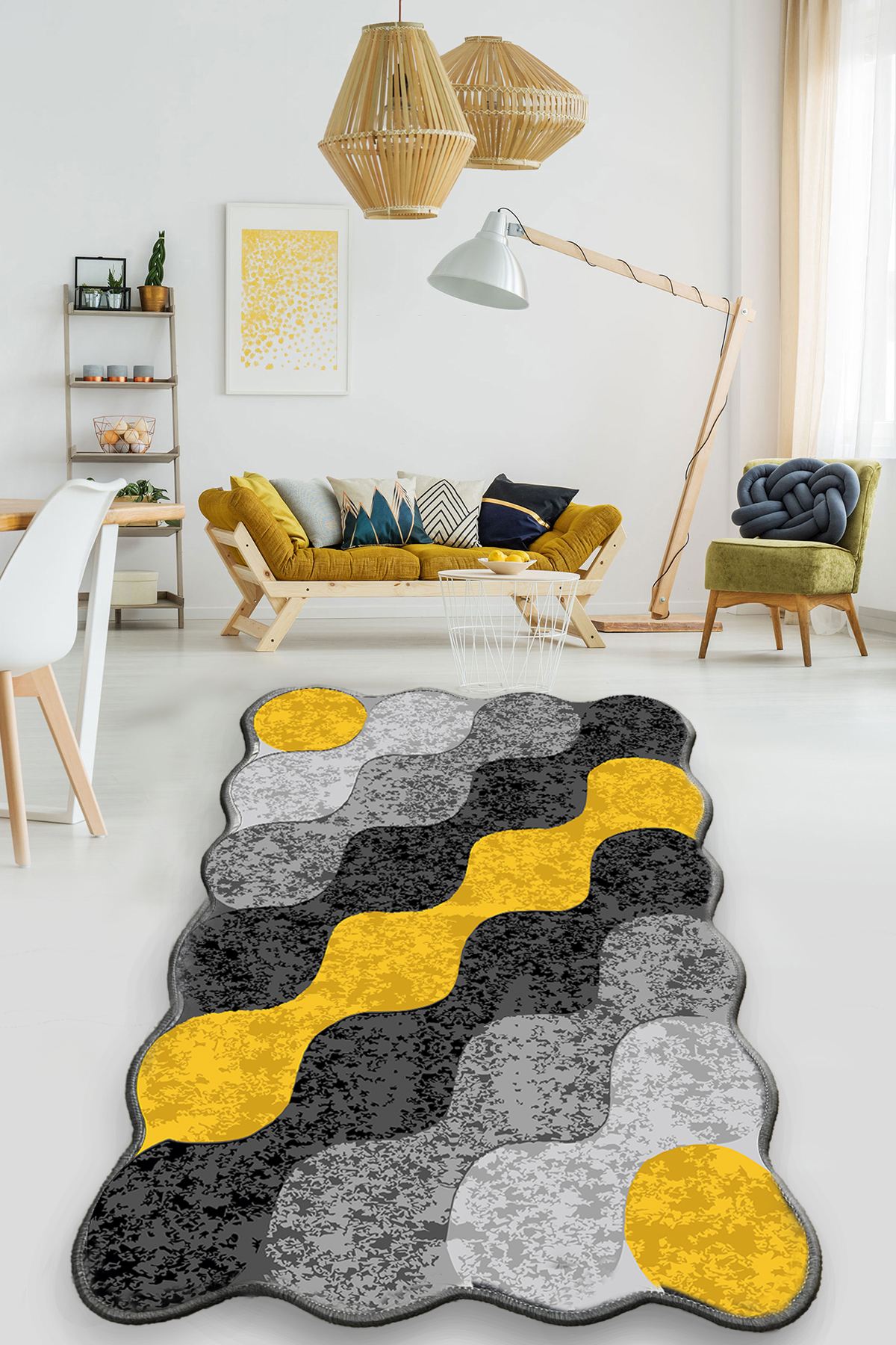 TEPPI Circle matta, med mönster, rektangulär – flerfärgad polyester (150×240)