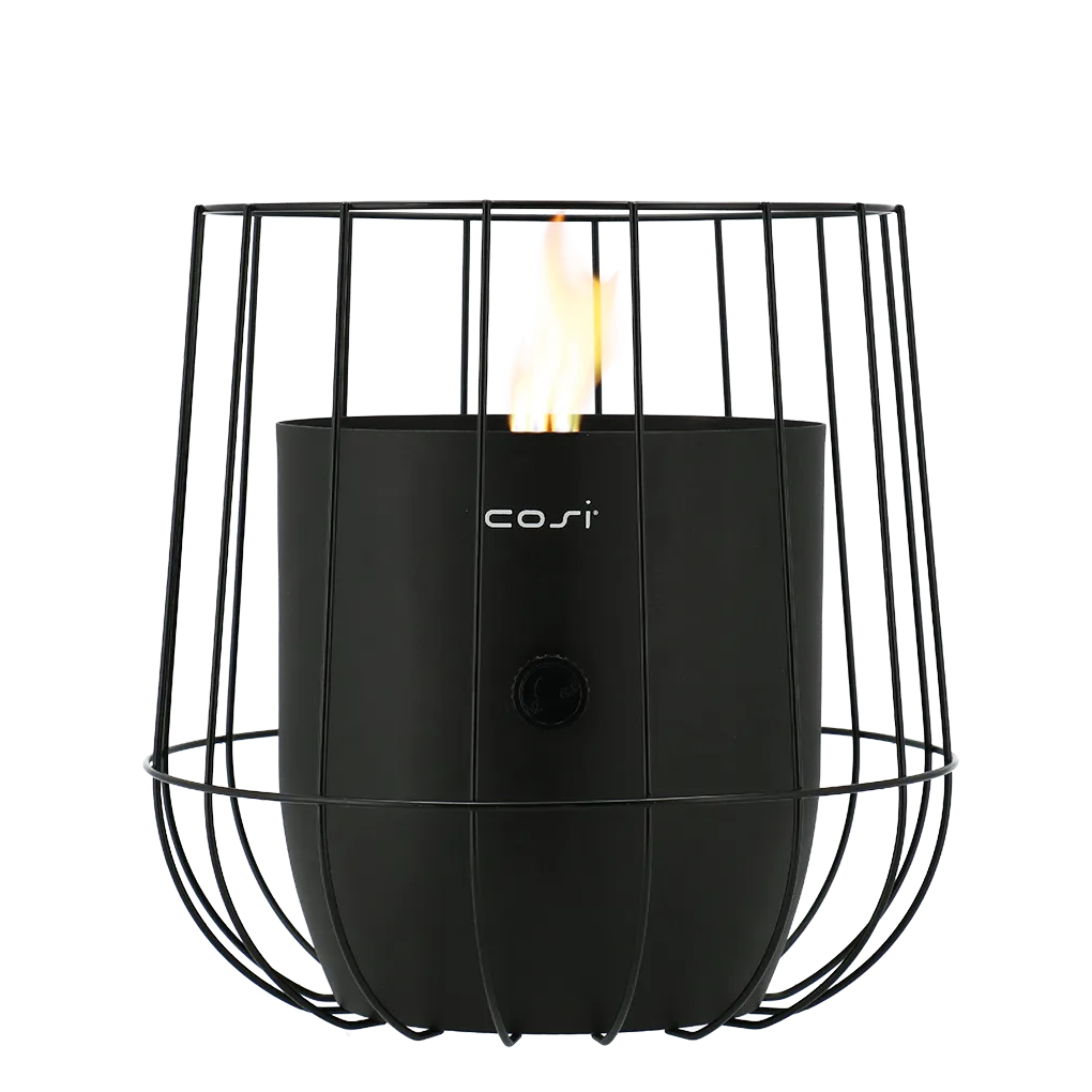 COSI FIRES Cosiscoop Basket gaslanterne, m. småsten - sort metal (H:31)