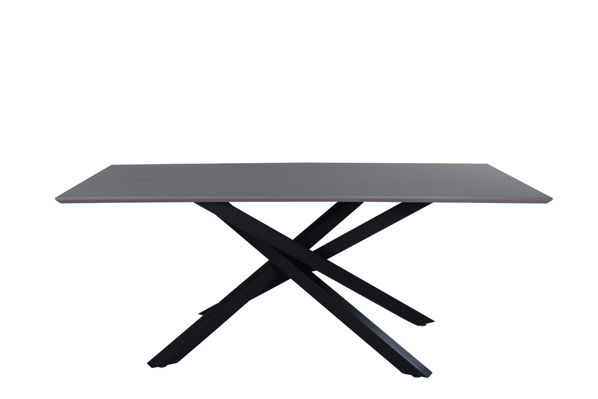 VENTURE DESIGN Piazza spisebord, rektangulær - grå finér og sort stål (180x90)