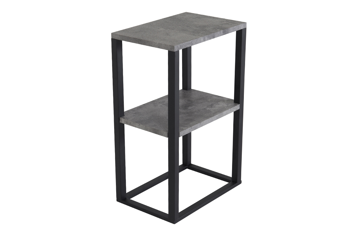 VENTURE DESIGN Rise sidebord, m. 1 hylde - betongrå papirlaminat og sort stål (45x30)