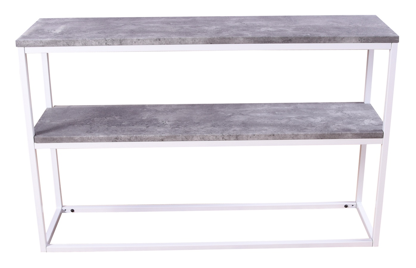 VENTURE DESIGN Rise sidebord, m. 1 hylde - betongrå papirlaminat og hvid stål (110x30)