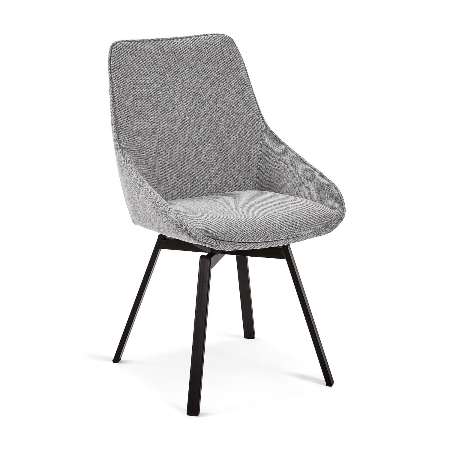 LAFORMA Haston spisebordsstol m. armlæn - grå stof og metal med krydsfiner